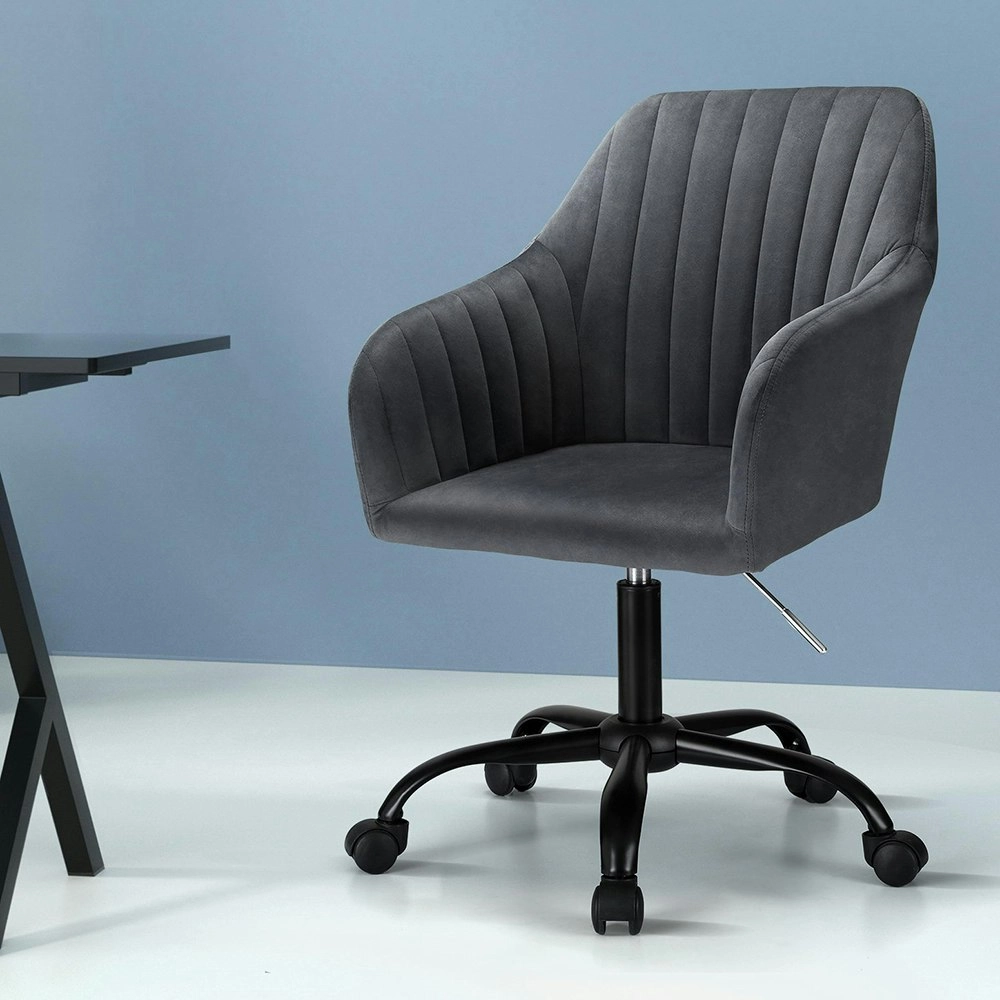 Artiss Office Chair Velvet Seat Dark Grey