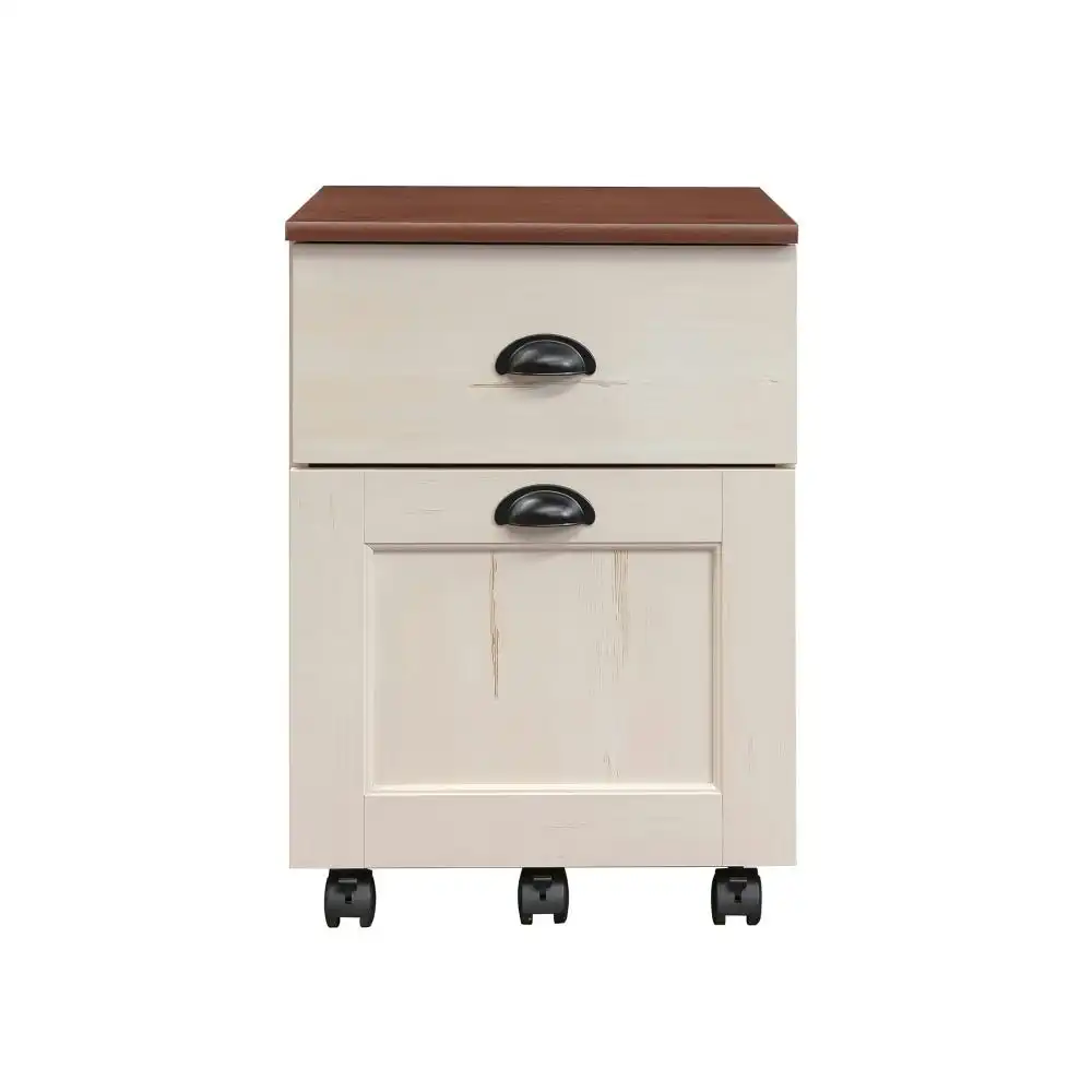 Maestro Furniture Basil Wooden 2-Drawer Mobile Pedestal Filling Cabinet Antique White