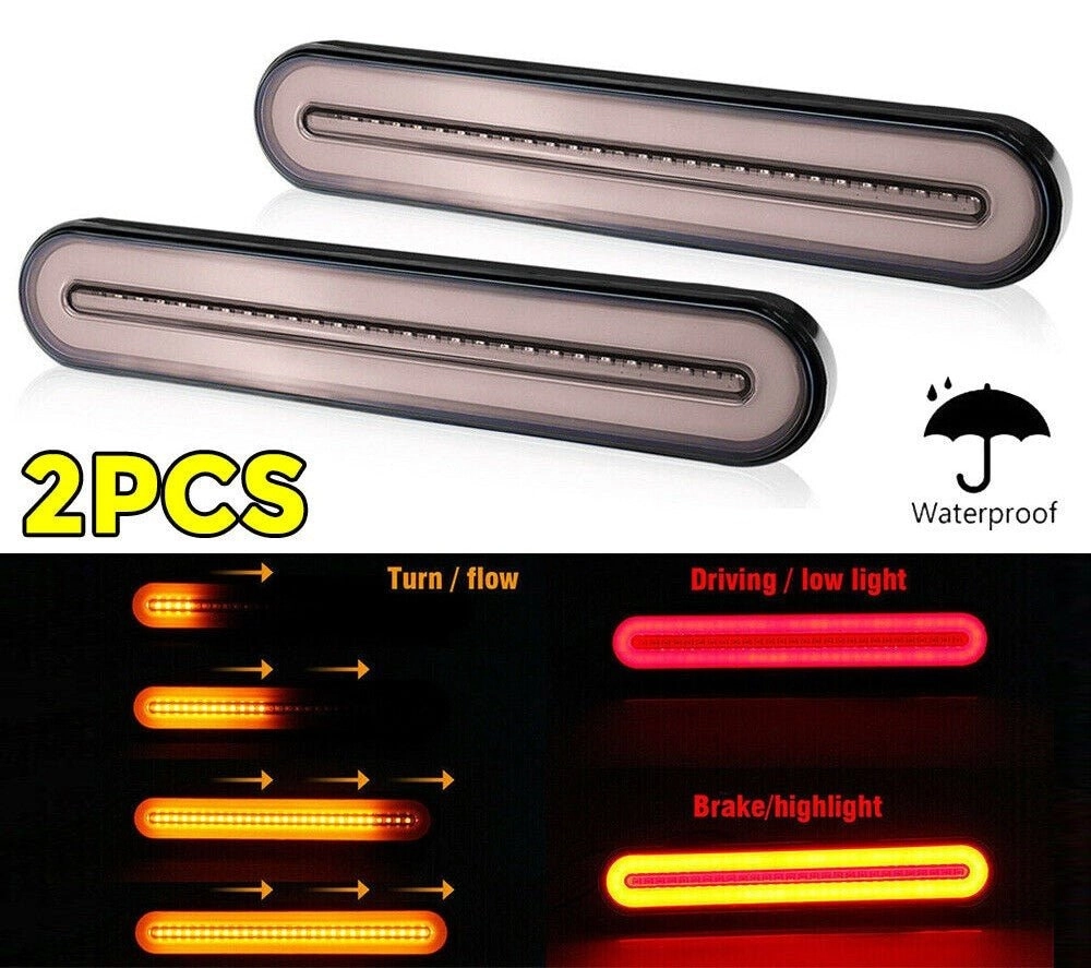 2 Pack | Halo Neon LED Tail Lights Trailer Truck Flowing Turn Signal Rear Stop Brake