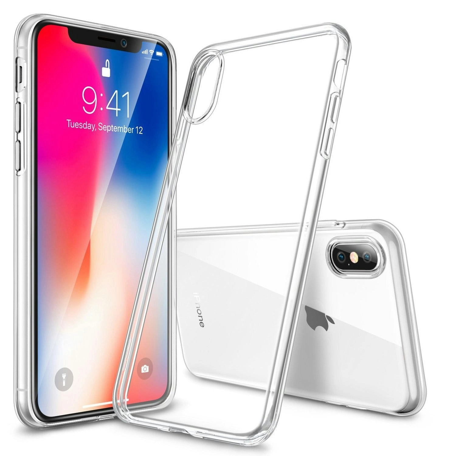 MEZON Crystal Clear Case for Apple iPhone XS (5.8") Ultra Slim Premium TPU Gel – Wireless Charging Compatible