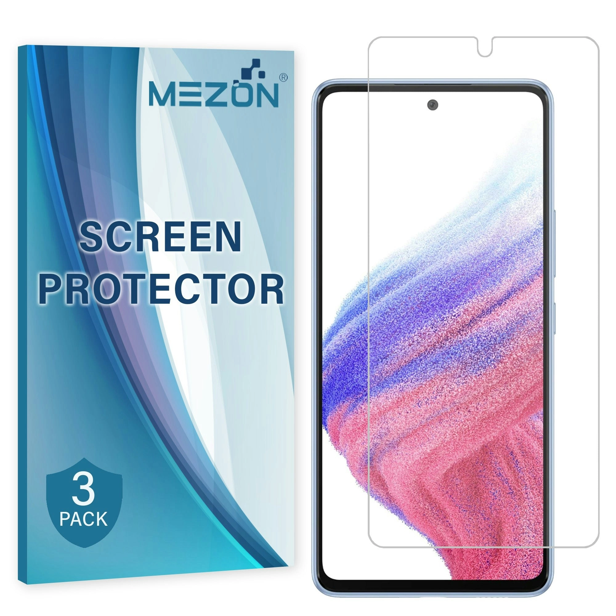 [3 Pack] MEZON Samsung Galaxy A53 5G Anti-Glare Matte Screen Protector Case Friendly Film (A53 5G, Matte)