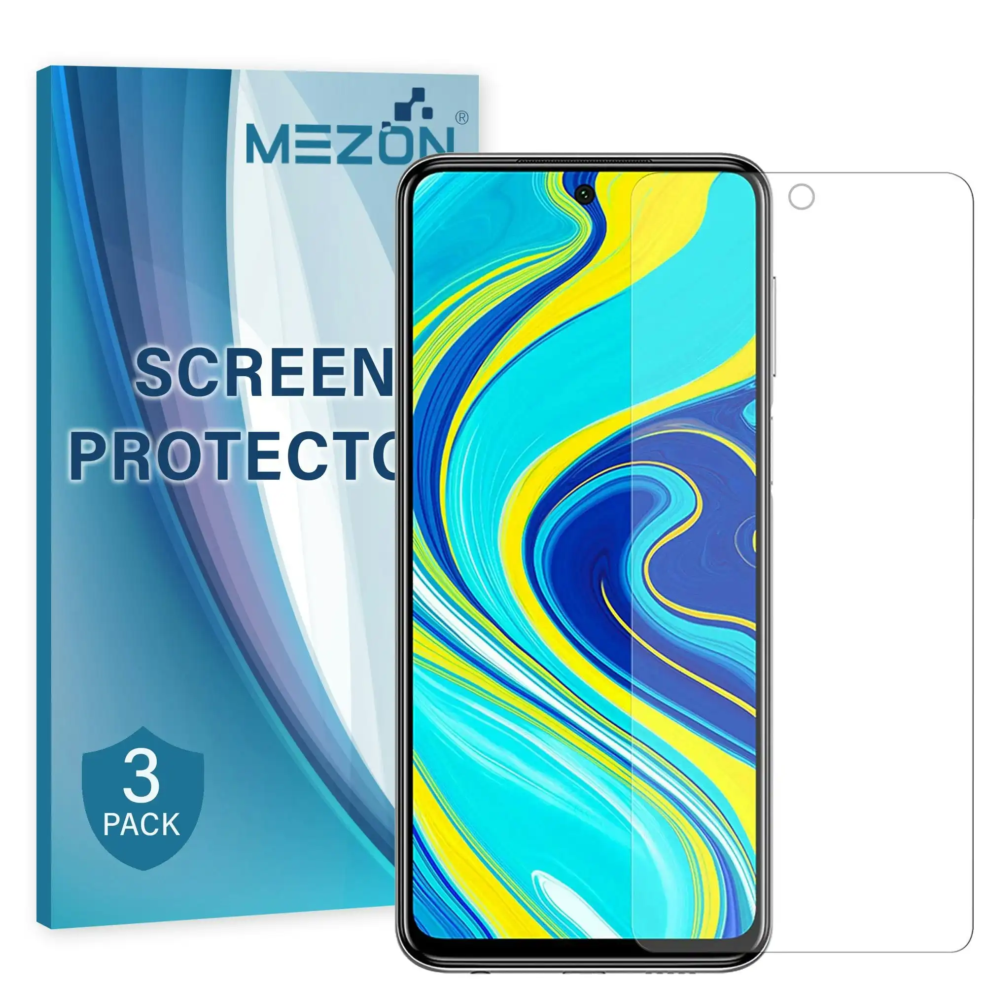 [3 Pack] MEZON Xiaomi Redmi Note 9S Anti-Glare Matte Screen Protector Case Friendly Film (Redmi Note 9S, Matte)