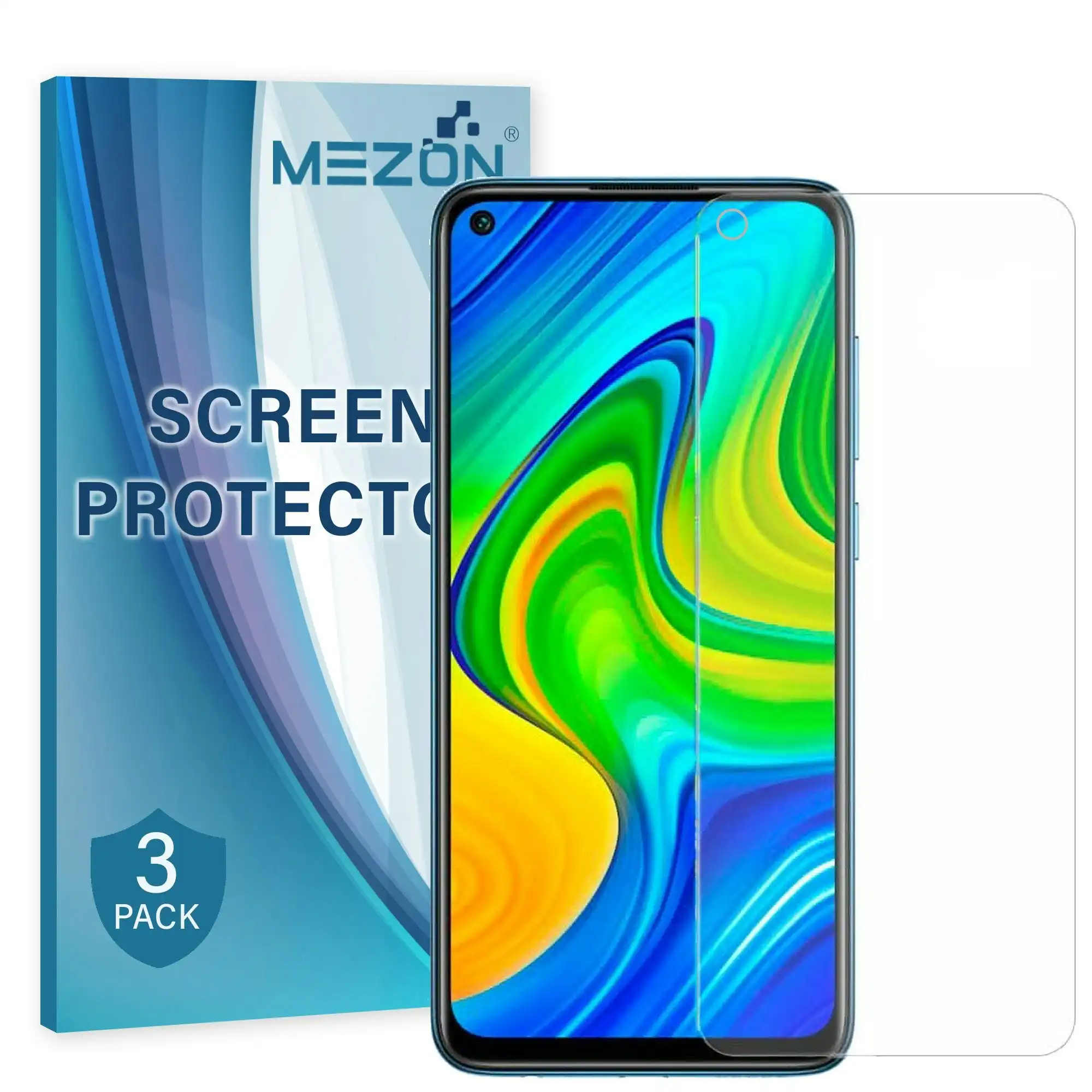 [3 Pack] MEZON Xiaomi Redmi Note 9T Ultra Clear Screen Protector Case Friendly Film (Redmi Note 9T, Clear)