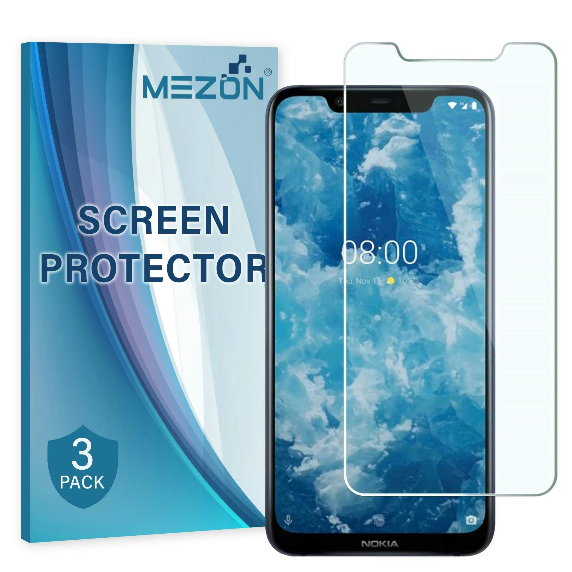 [3 Pack] MEZON Nokia 8.1 Ultra Clear Screen Protector Case Friendly Film (Nokia 8.1, Clear)