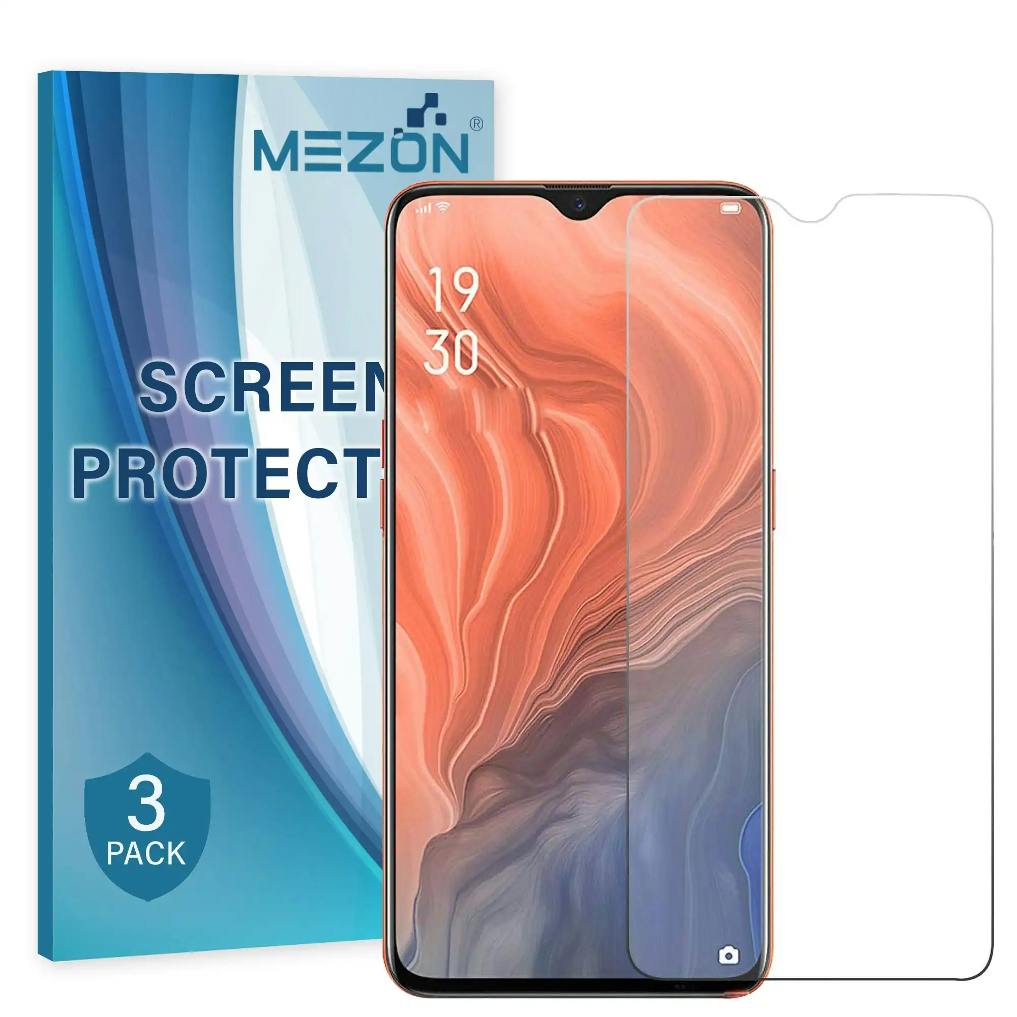 [3 Pack] MEZON OPPO Reno Z Ultra Clear Screen Protector Case Friendly Film (Reno Z, Clear)