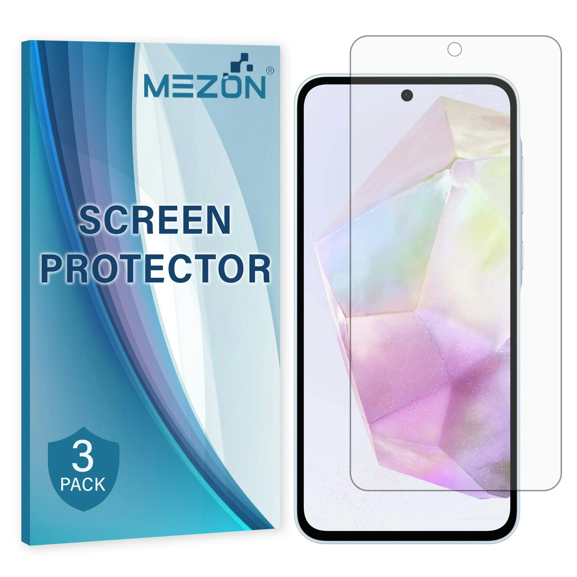 [3 Pack] MEZON Samsung Galaxy A55 5G Ultra Clear Screen Protector Case Friendly Film (Galaxy A55 5G, Clear)