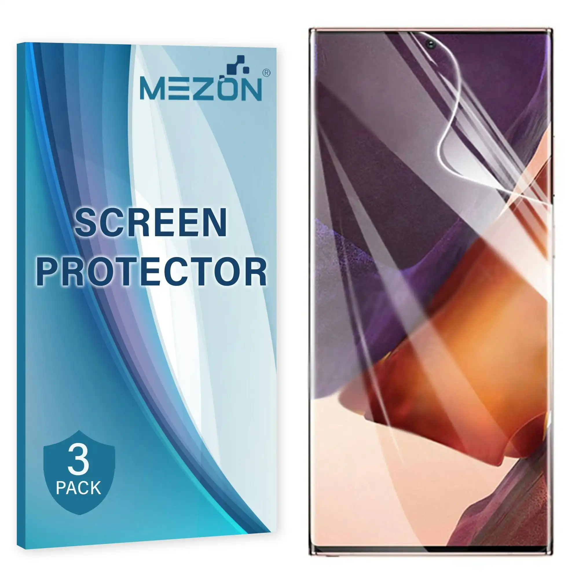 [3 Pack] MEZON Samsung Galaxy S22 Ultra 5G Premium Hydrogel Clear Edge-to-Edge Full Coverage Screen Protector Fingerprint Film