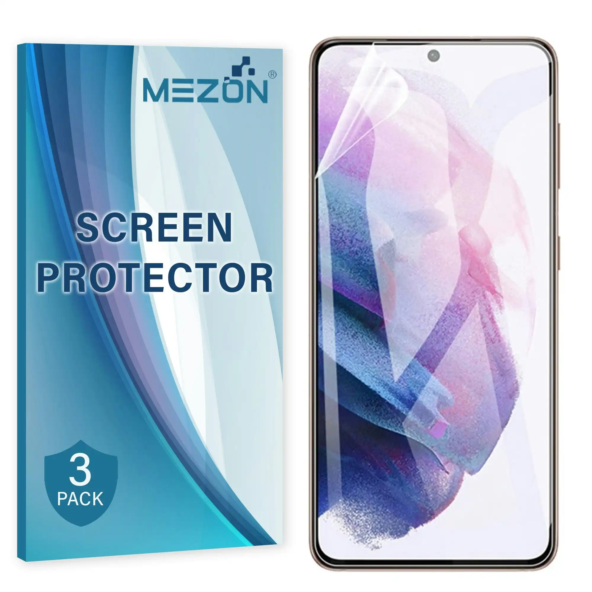 [3 Pack] MEZON Samsung Galaxy S22 5G Premium Hydrogel Clear Edge-to-Edge Full Coverage Screen Protector Fingerprint Sensor Film