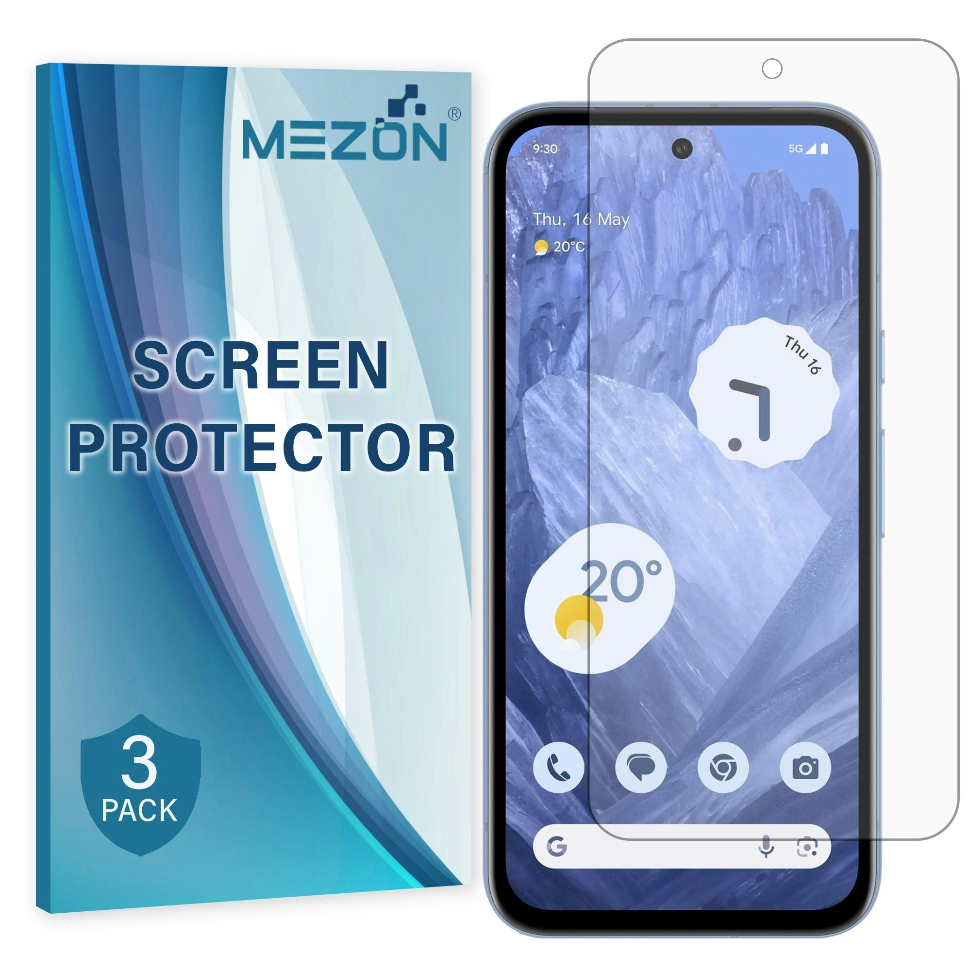 [3 Pack] MEZON Google Pixel 8a (6.1") Premium Hydrogel Clear Edge-to-Edge Full Coverage Screen Protector Fingerprint Sensor Film