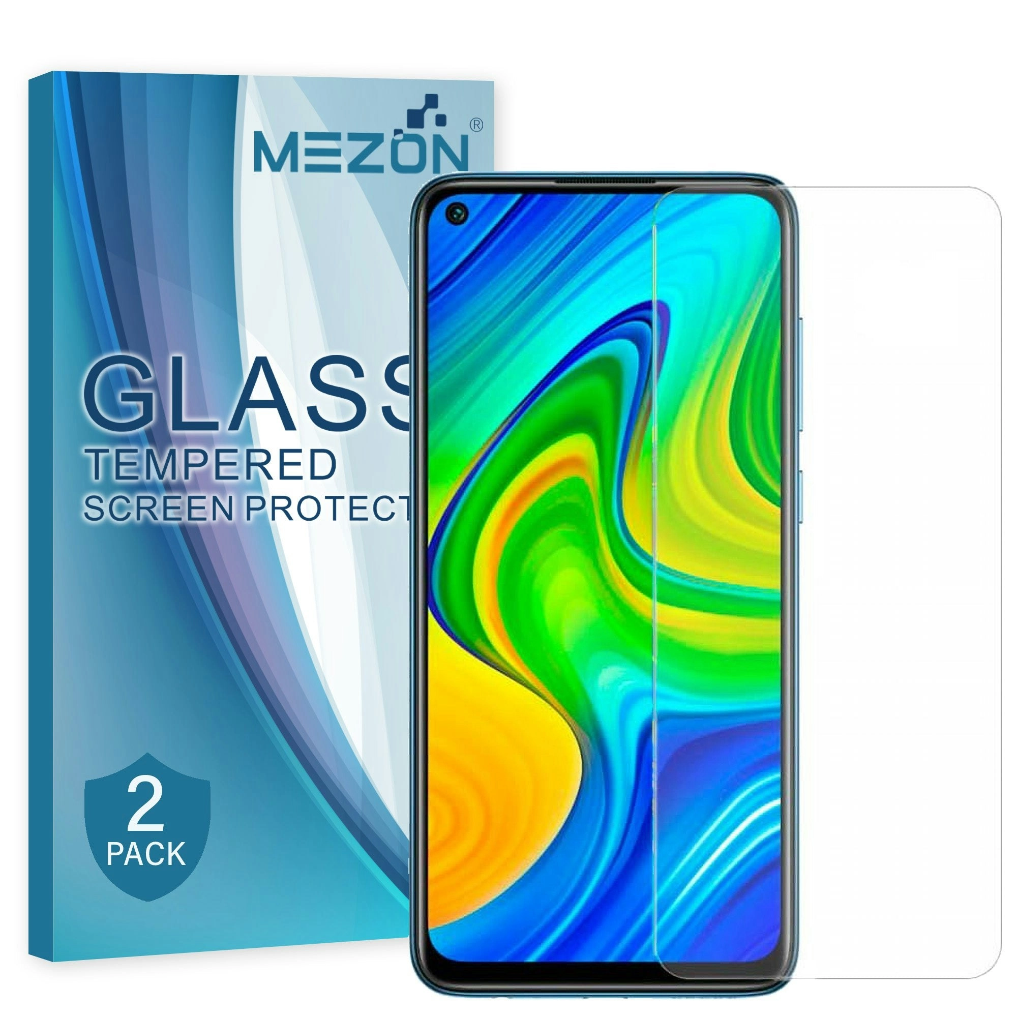 [2 Pack] MEZON Xiaomi Redmi Note 9T Tempered Glass 9H HD Crystal Clear Premium Case Friendly Screen Protector