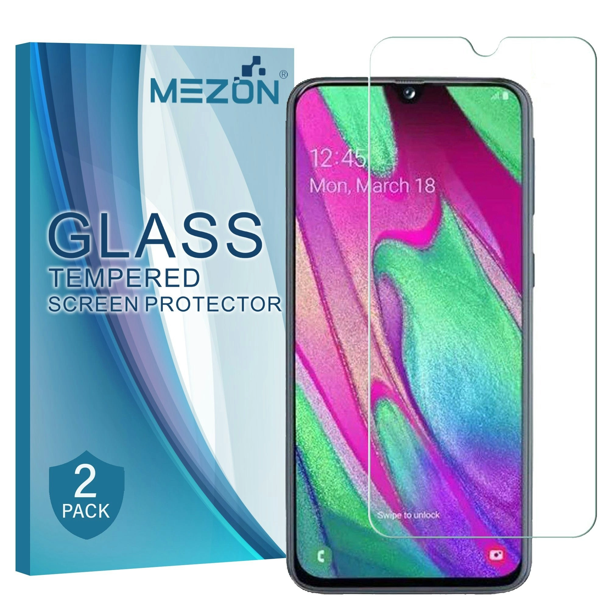 [2 Pack] MEZON Samsung Galaxy A90 5G Tempered Glass Crystal Clear Premium 9H HD Case Friendly Screen Protector (A90 5G, 9H)