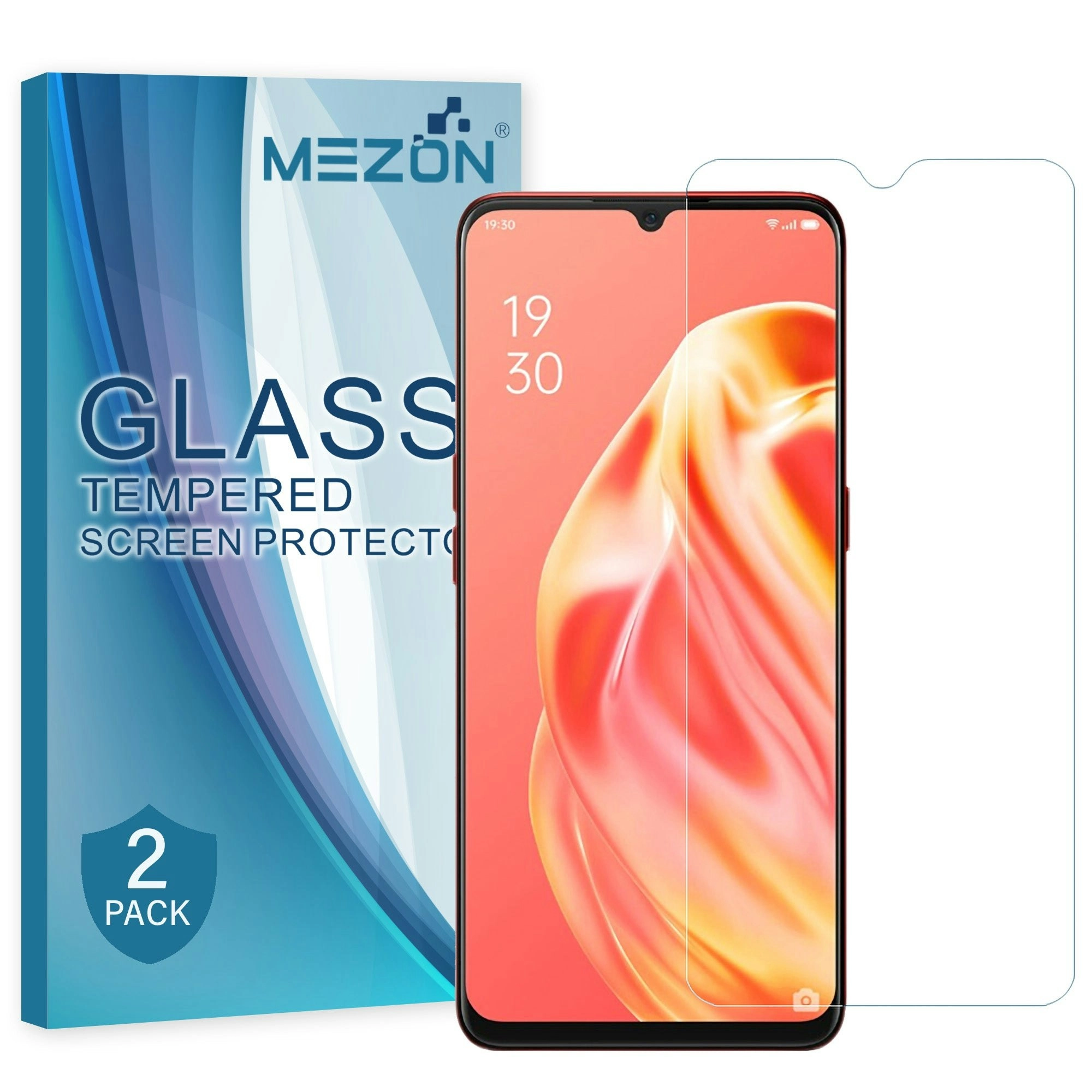 [2 Pack] MEZON Vivo Y70 Tempered Glass 9H HD Crystal Clear Premium Case Friendly Screen Protector (Vivo Y70, 9H)