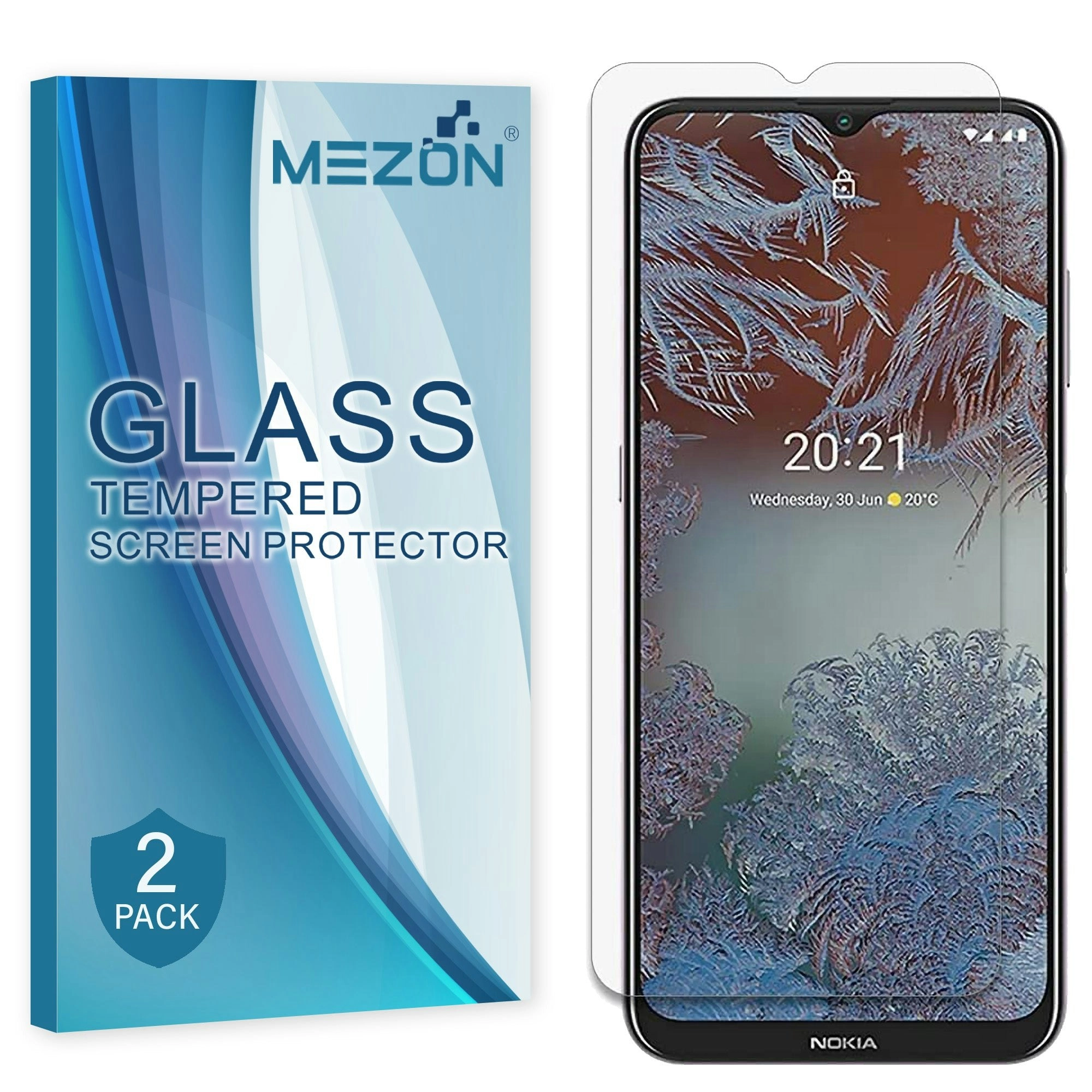 [2 Pack] MEZON Nokia G10 Tempered Glass Crystal Clear Premium 9H HD Case Friendly Screen Protector (Nokia G10, 9H)