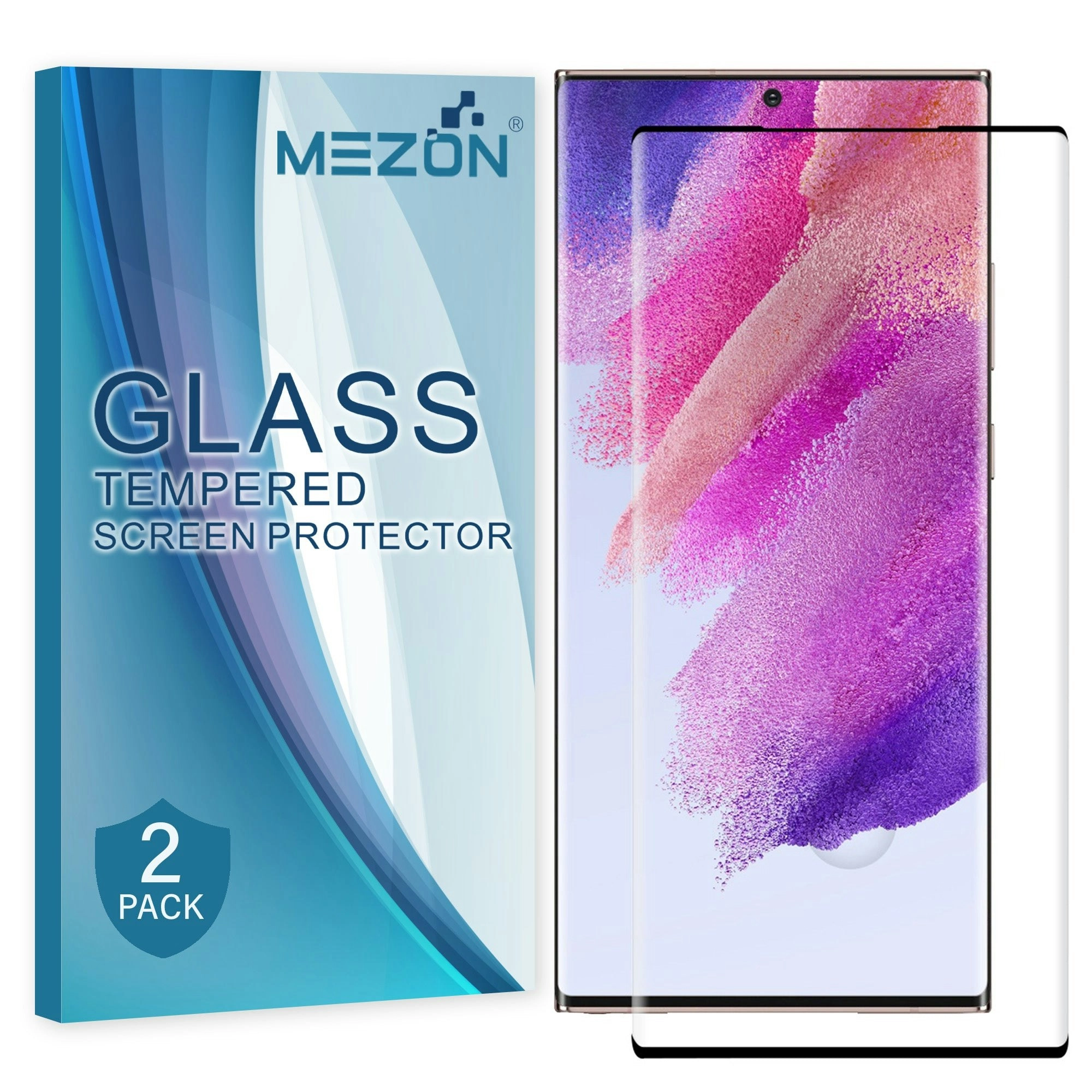 [2 Pack] MEZON Full Coverage Samsung Galaxy S22 Ultra 5G Tempered Glass Crystal Clear Premium 9H HD Screen Protector