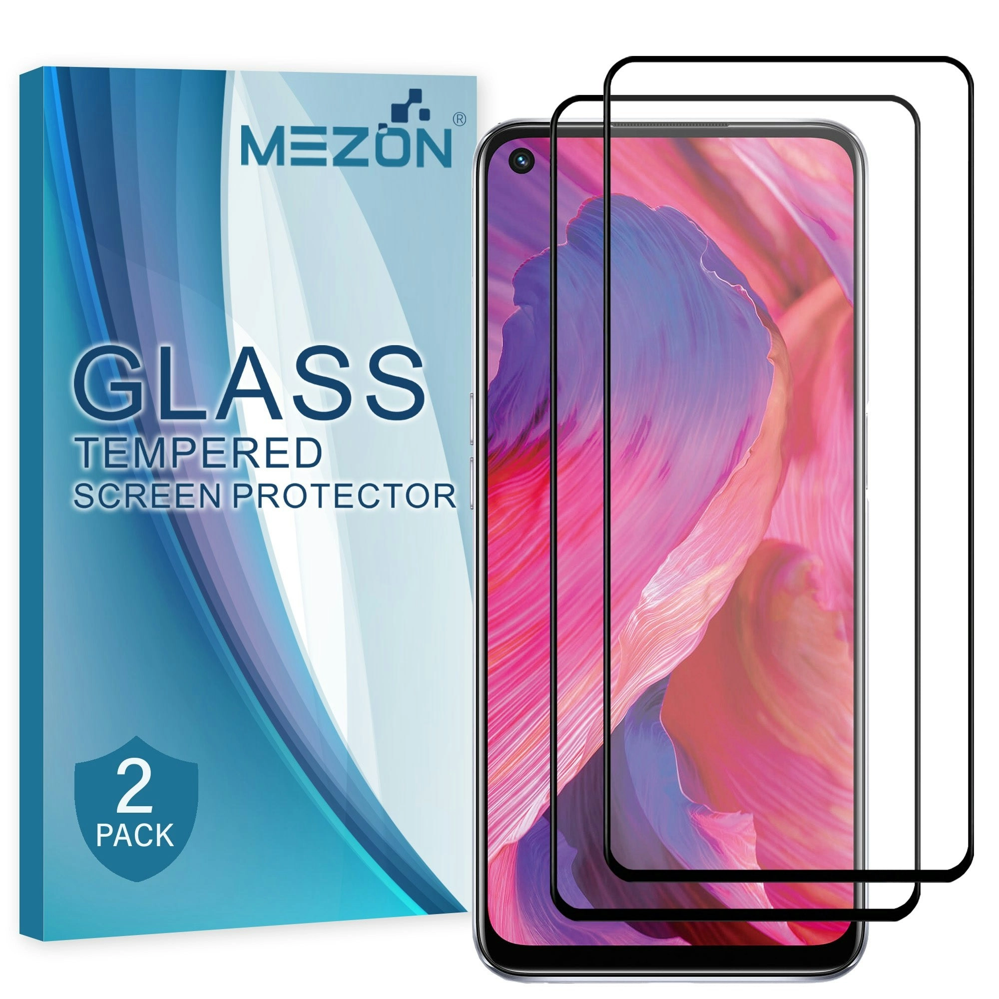 [2 Pack] MEZON Full Coverage OPPO A94 5G Tempered Glass Crystal Clear Premium 9H HD Screen Protector (OPPO A94 5G, 9H Full)