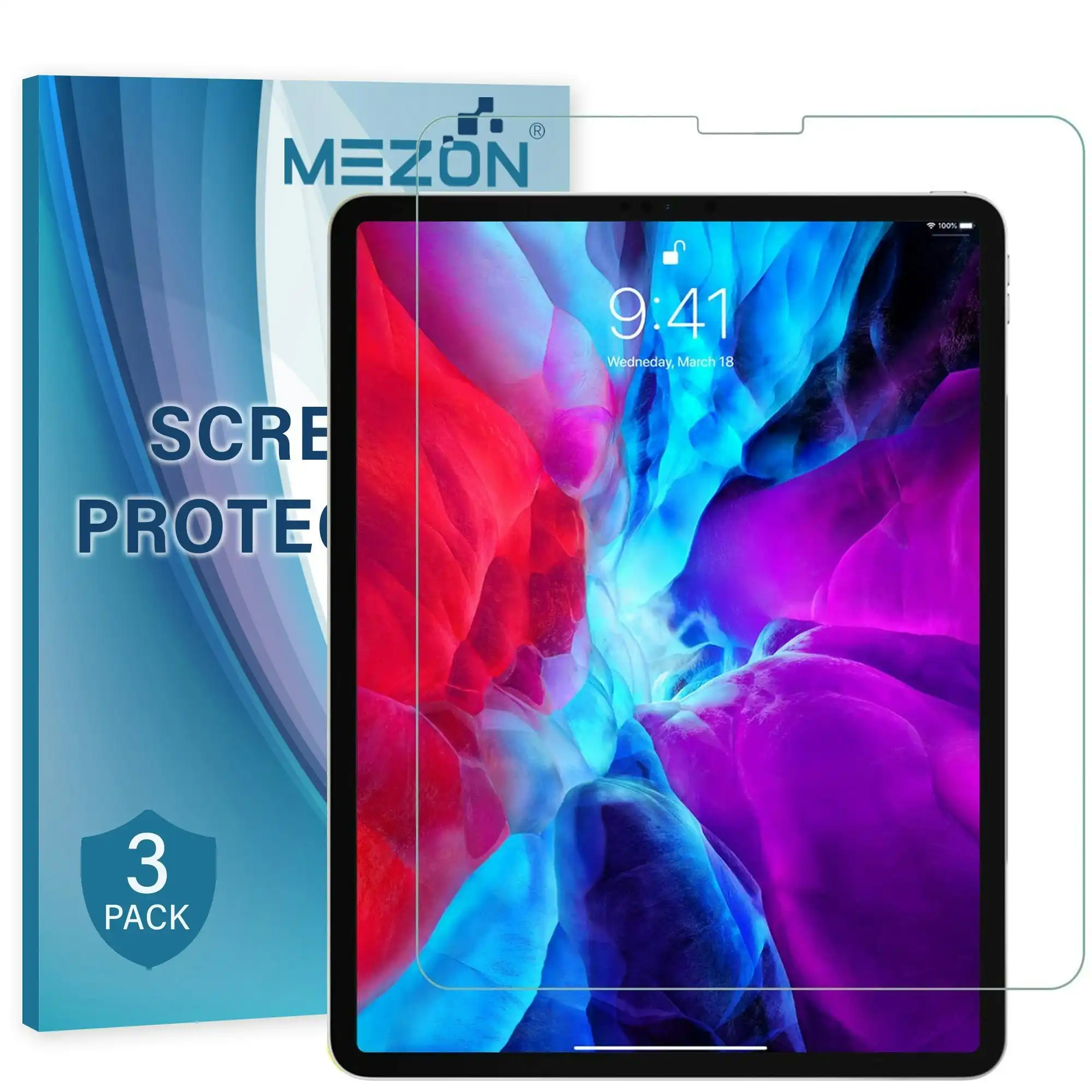 [3 Pack] MEZON Apple iPad Pro 12.9" 2020 Anti-Glare Matte Film Case and Pencil Friendly Screen Protector