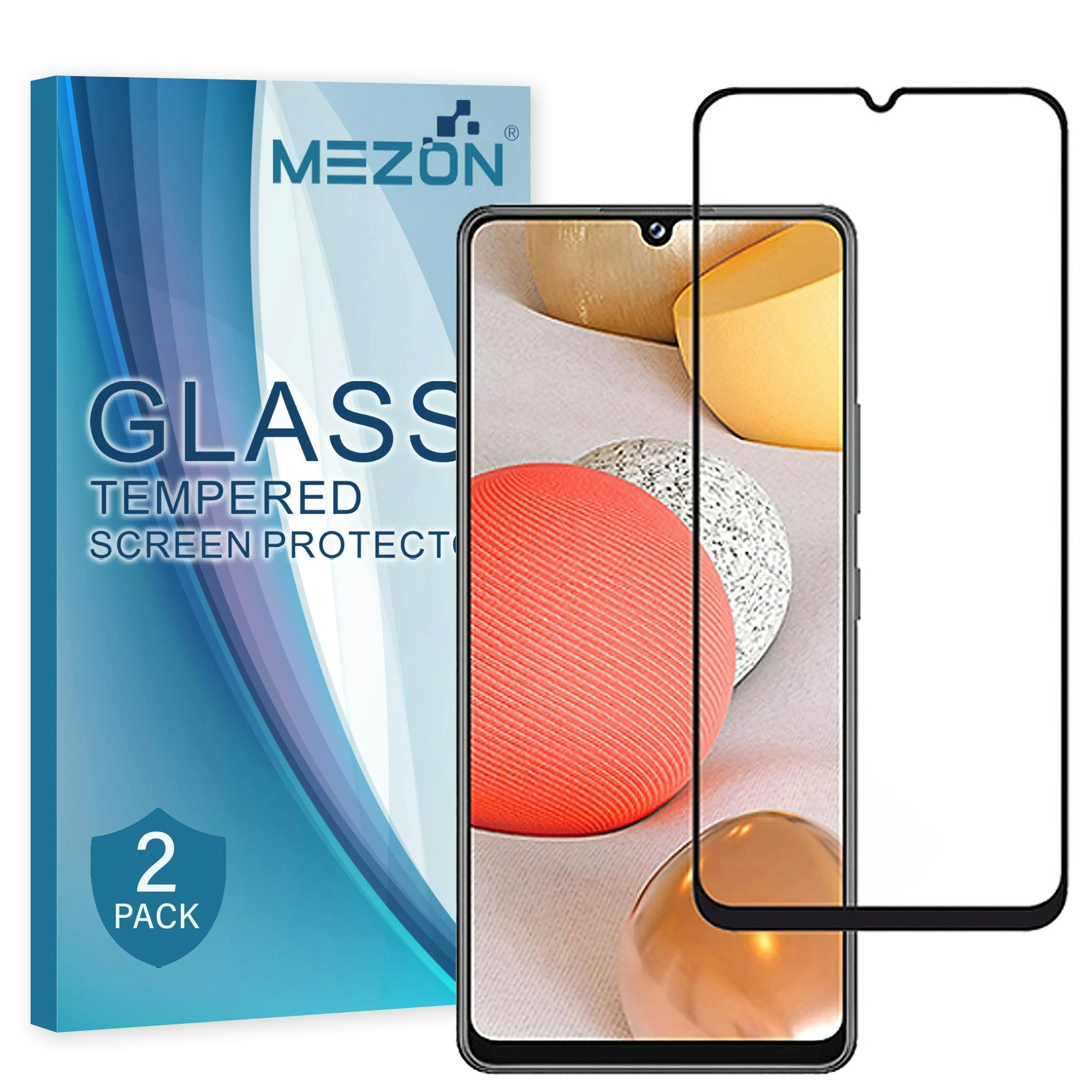 [2 Pack] MEZON Full Coverage Samsung Galaxy A42 5G Tempered Glass Crystal Clear Premium 9H HD Screen Protector (A42 5G, 9H Full)