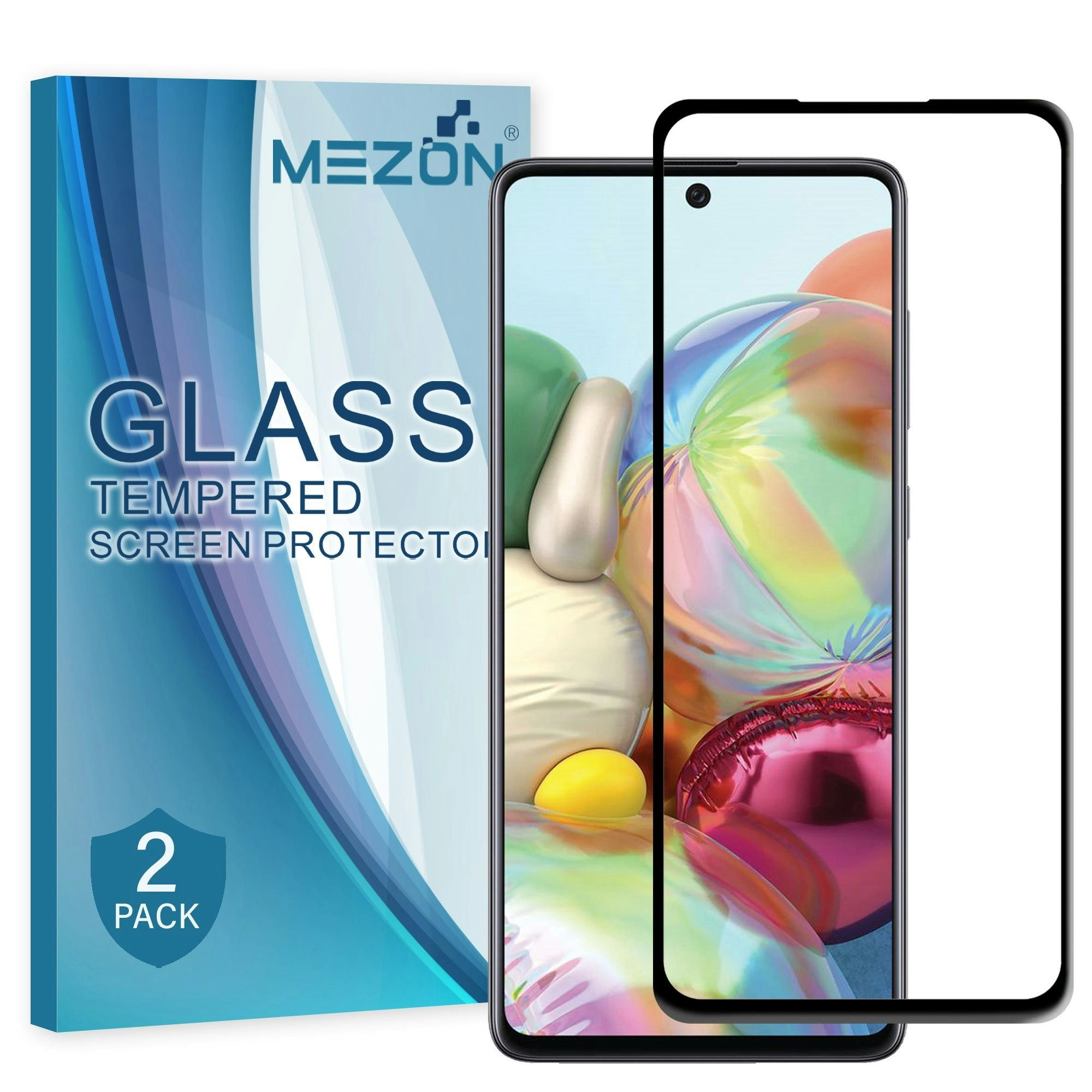 [2 Pack] MEZON Full Coverage Samsung Galaxy A71 Tempered Glass Crystal Clear Premium 9H HD Screen Protector (A71, 9H Full)