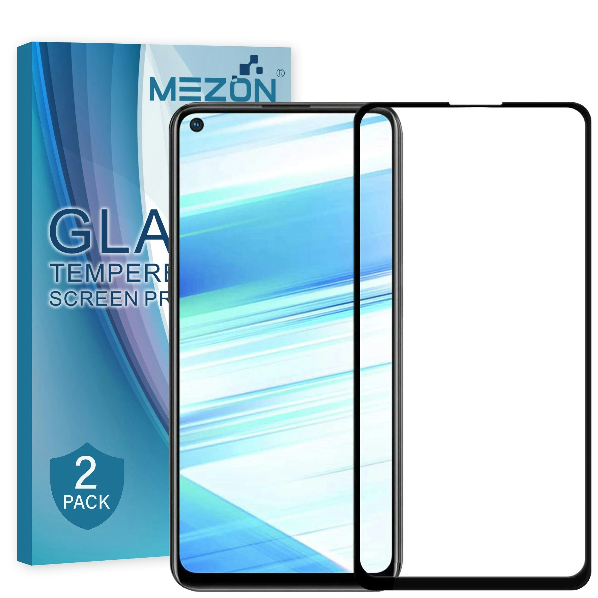 [2 Pack] MEZON Full Coverage OPPO A53s Tempered Glass Crystal Clear Premium 9H HD Screen Protector (OPPO A53s, 9H Full)