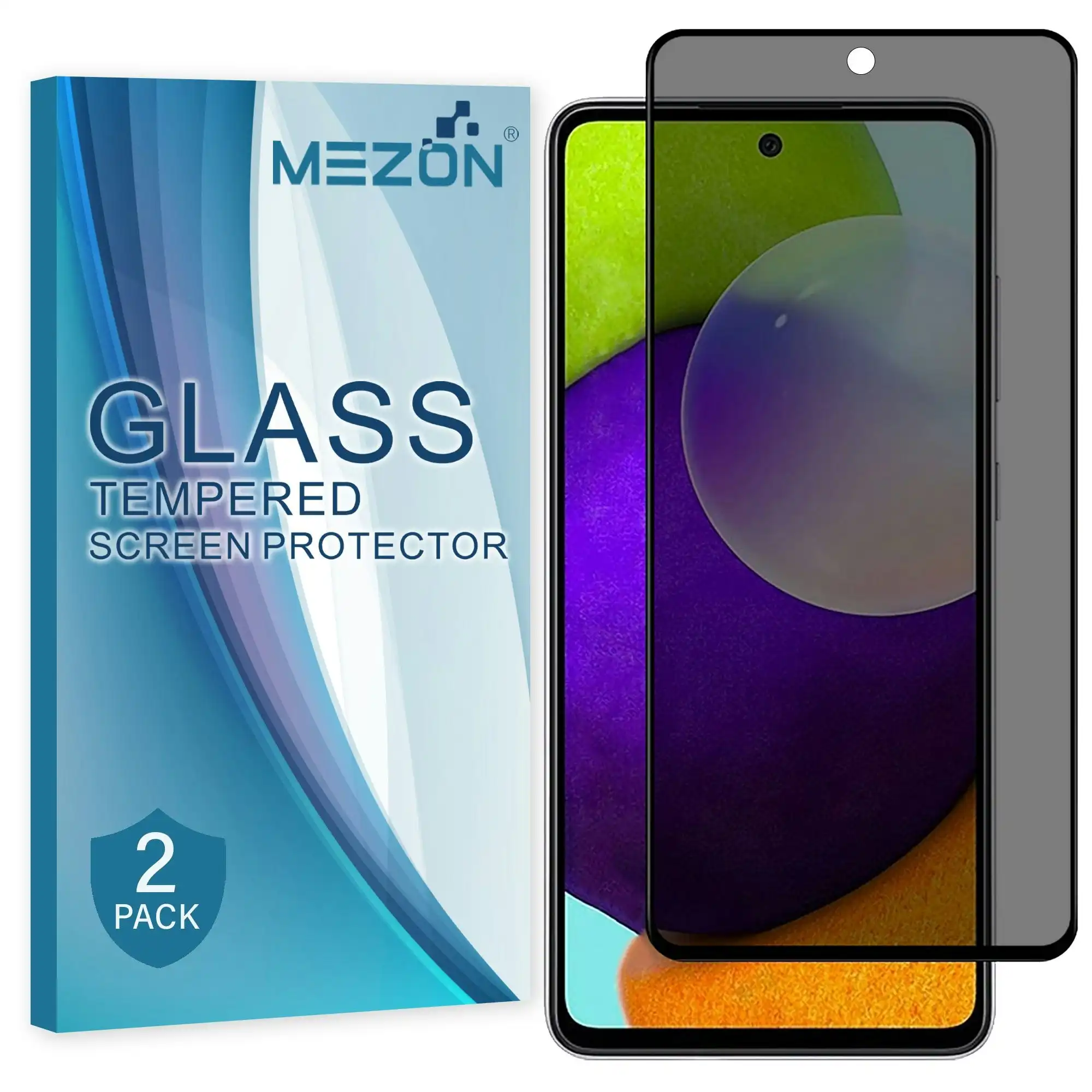 [2 Pack] MEZON Privacy Anti-Spy Full Coverage Samsung Galaxy A52 Tempered Glass Premium 9H HD Screen Protectors