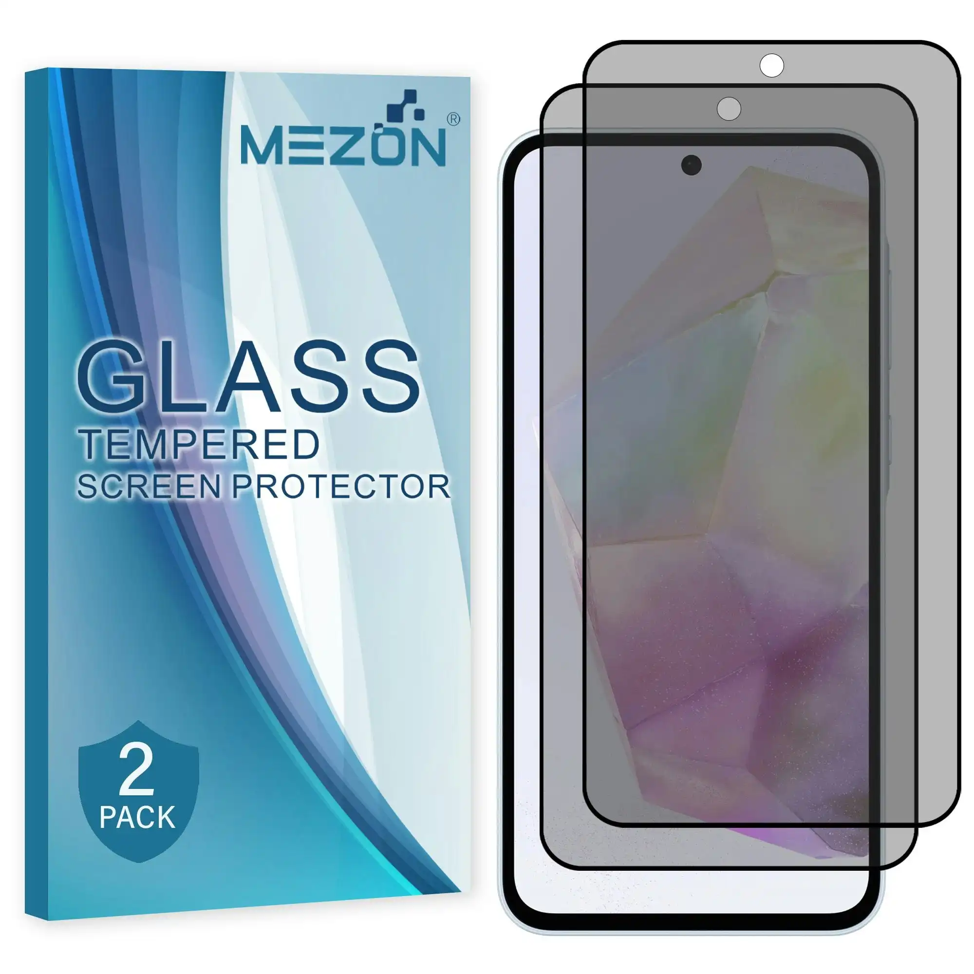 [2 Pack] MEZON Privacy Anti-Spy Full Coverage Samsung Galaxy A55 5G Tempered Glass Premium 9H HD Screen Protectors