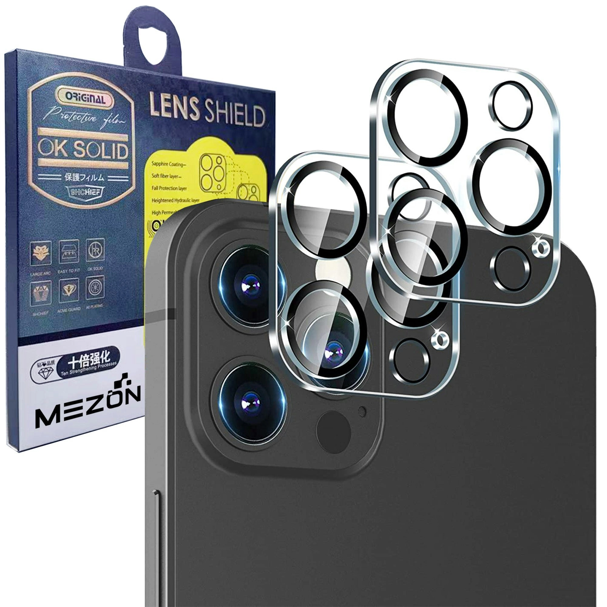 [2 Pack] MEZON Camera Lens Tempered Glass for iPhone 13 Pro (6.1") Premium Full Coverage – No Whitening from Flash