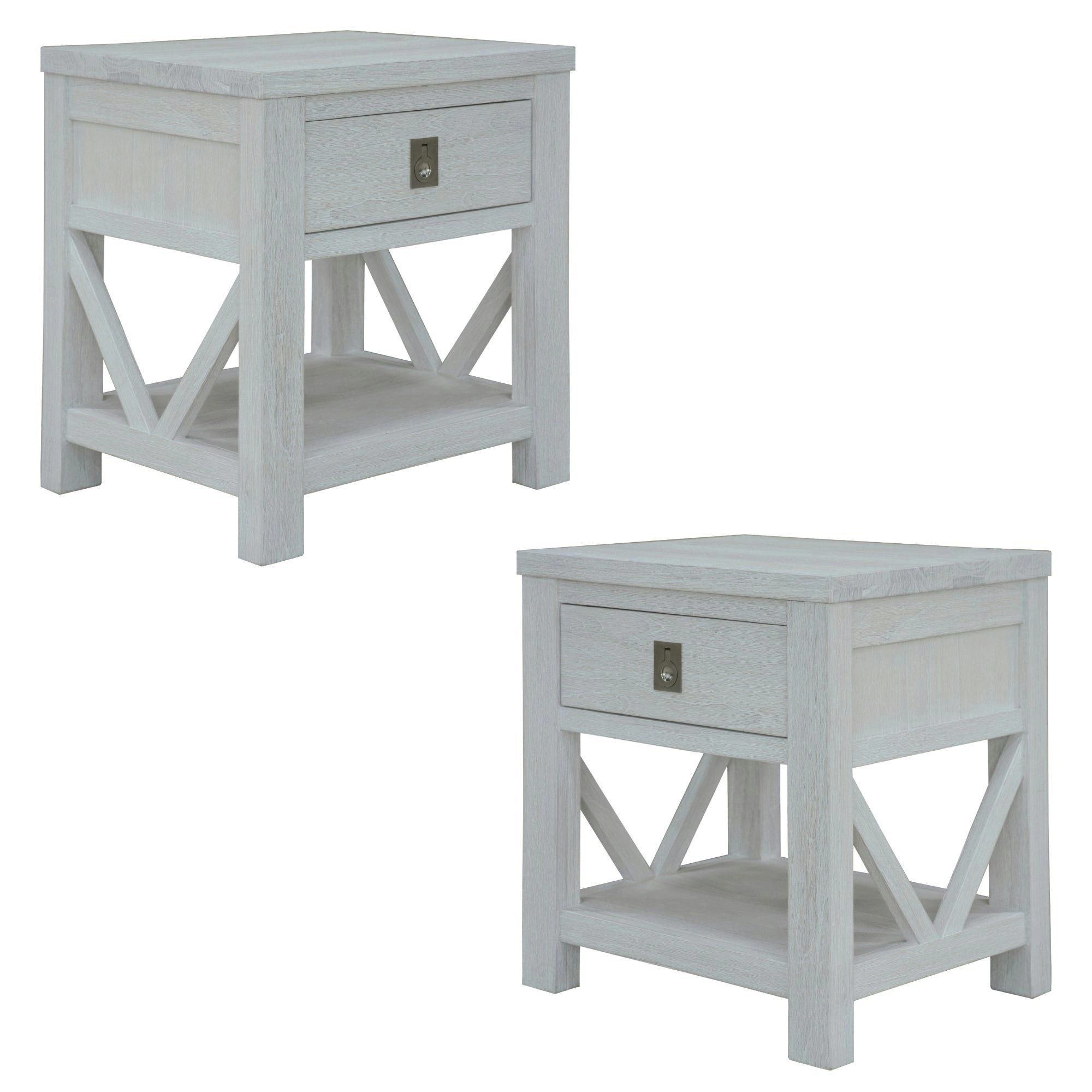 Myer 2pc Bedside Table White Wash