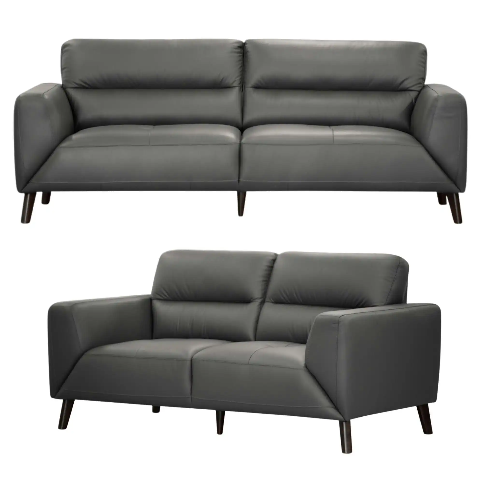 Downy  2+3 Seater Leather Sofa Set Gunmetal