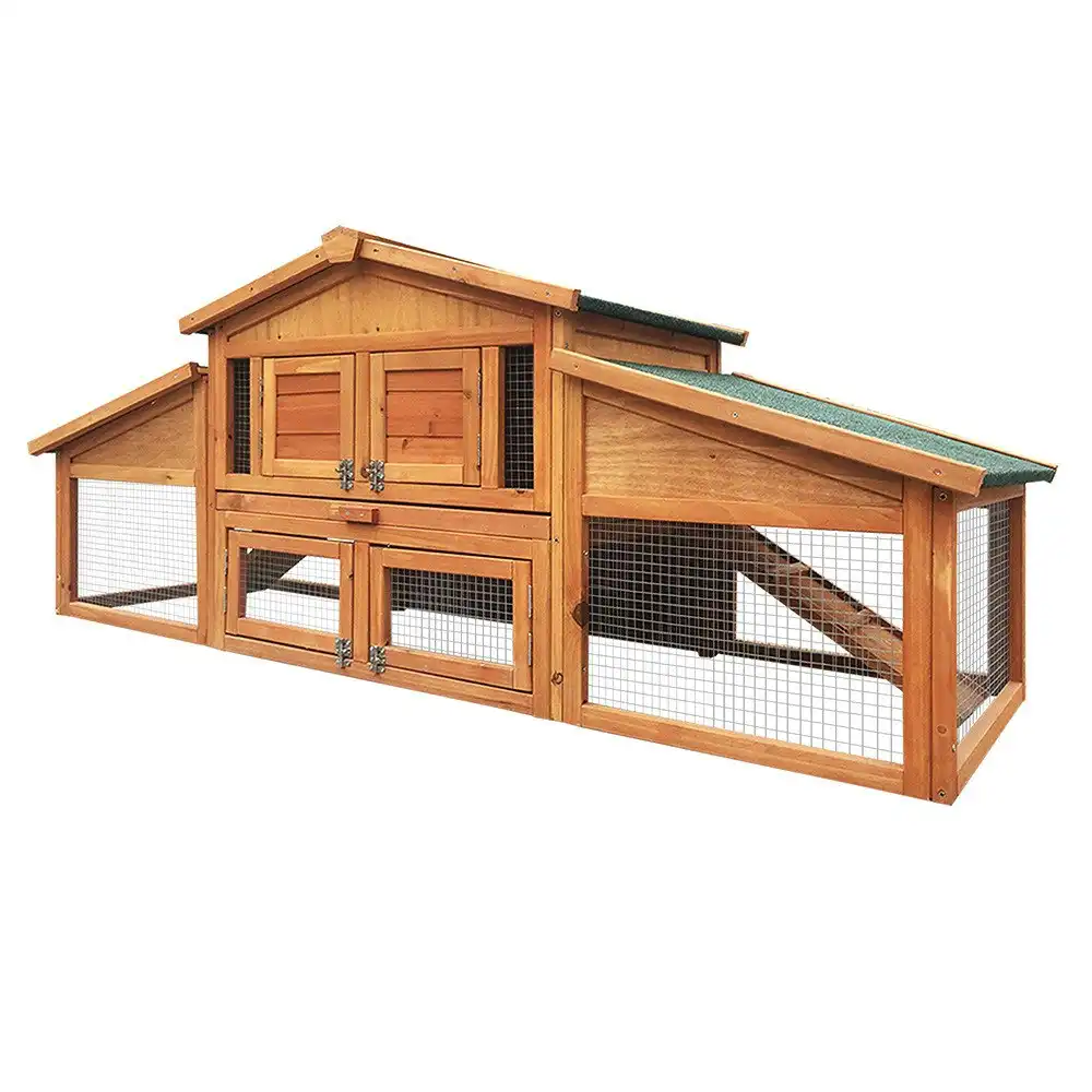 i.Pet Wooden Rabbit Hutch Chicken Coop 169cm x 52cm x 72cm