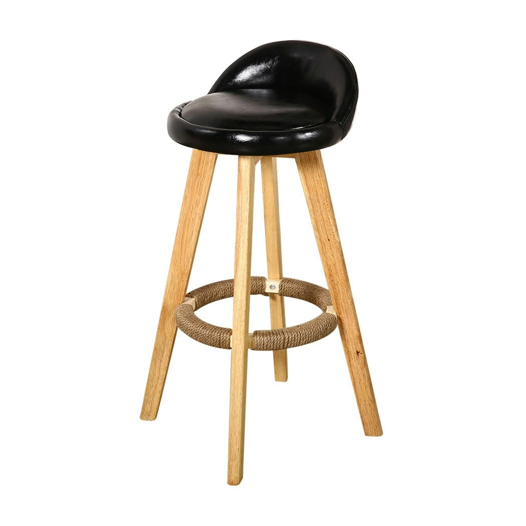 Levede 2x Bar Stools Chairs Swivel Barstools Kitchen Wooden PU Leather Stool