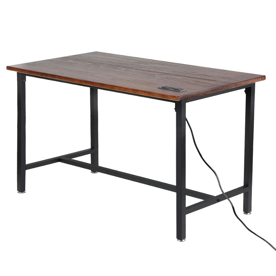 Levede High Bar Table Office Desk USB Charge Vintage Industrial Dining 110x60CM