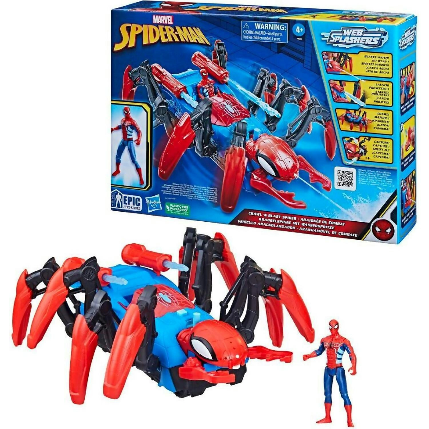 Marvel - Spider-man Crawl 'n Blast Spider With Action Figure 2-in-1 Blast Feature Toy Cars