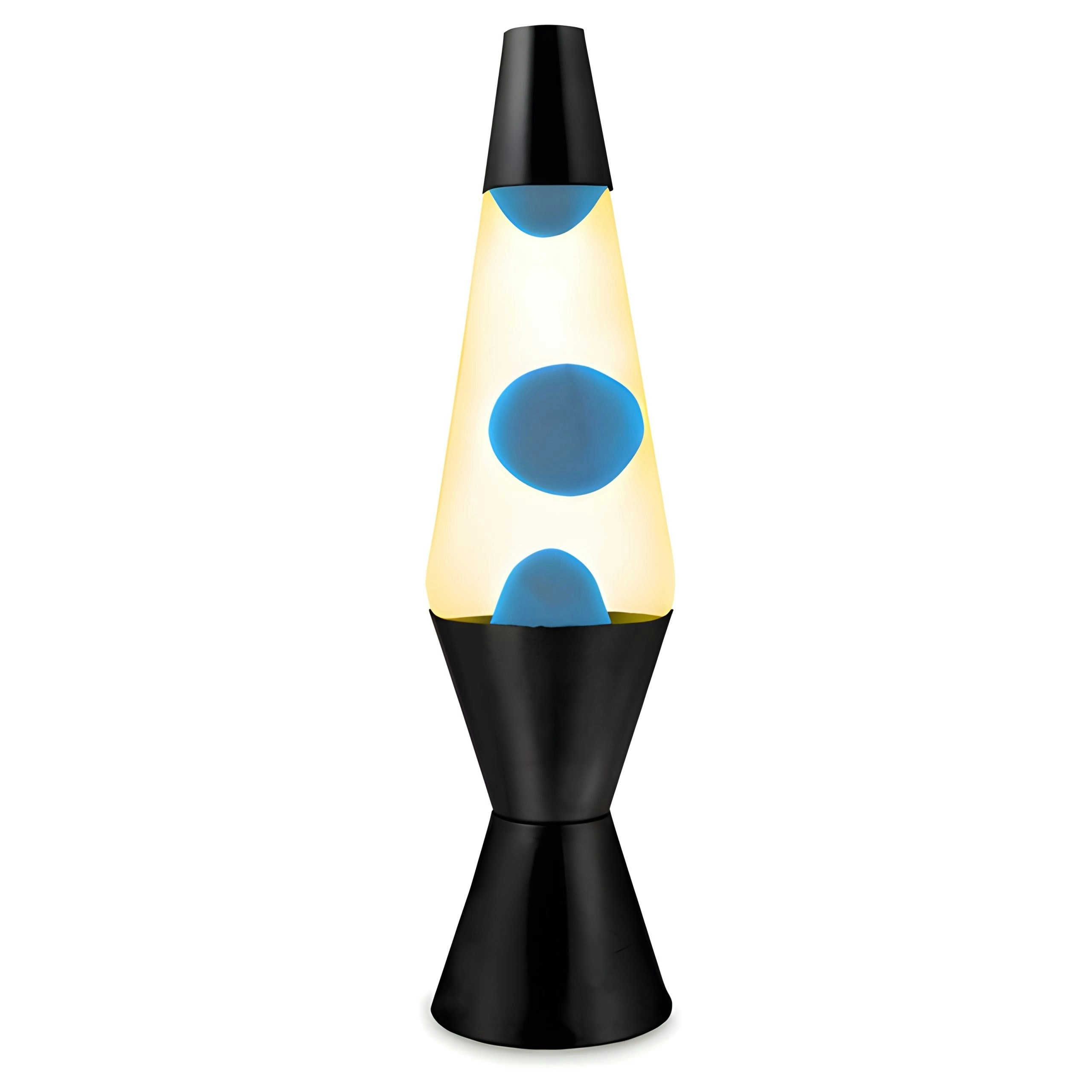 LANDMARK - Liquid Lava Lamp 37cm Yellow Water Blue Wax Retro Black Base