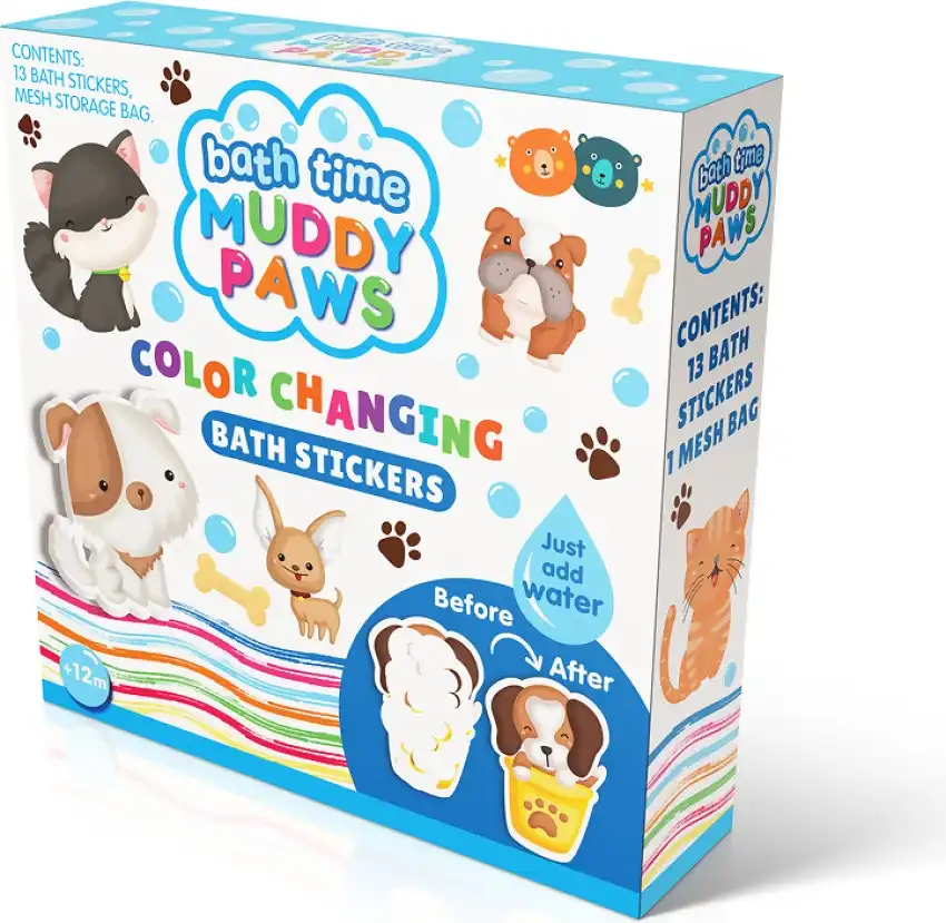 Buddy & Barney - Colour Changing Bath Stickers - Muddy Paws