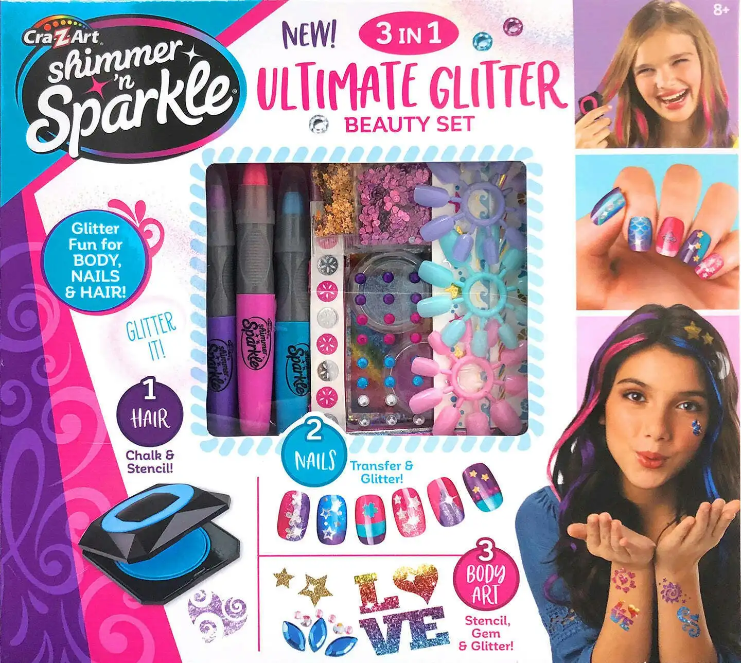 Cra-z-art - Shimmer 'n Sparkle - 3in1 Glitter Beauty Set