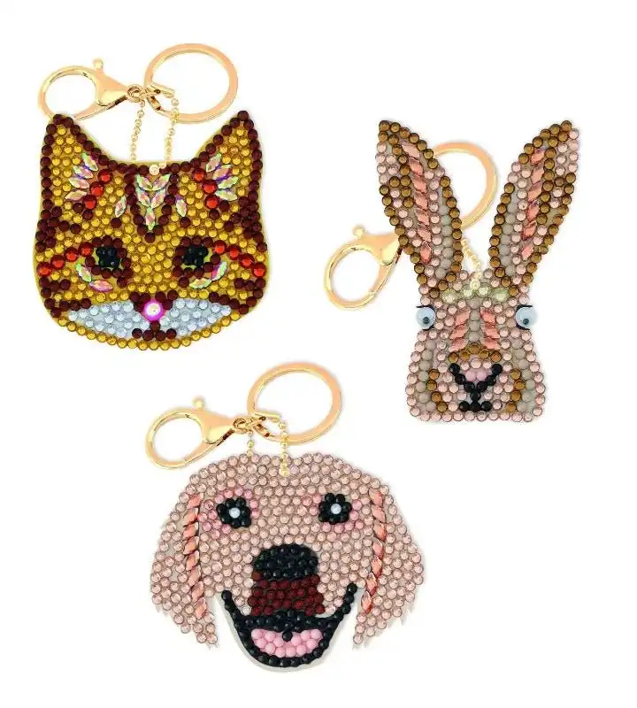 Craft Buddy - Crystal Art Keyring Set Of 3 Exotic Perfect Pets