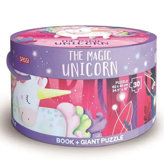 Sassi - Unicorn Book and Giant Puzzle Set, 30 pcs