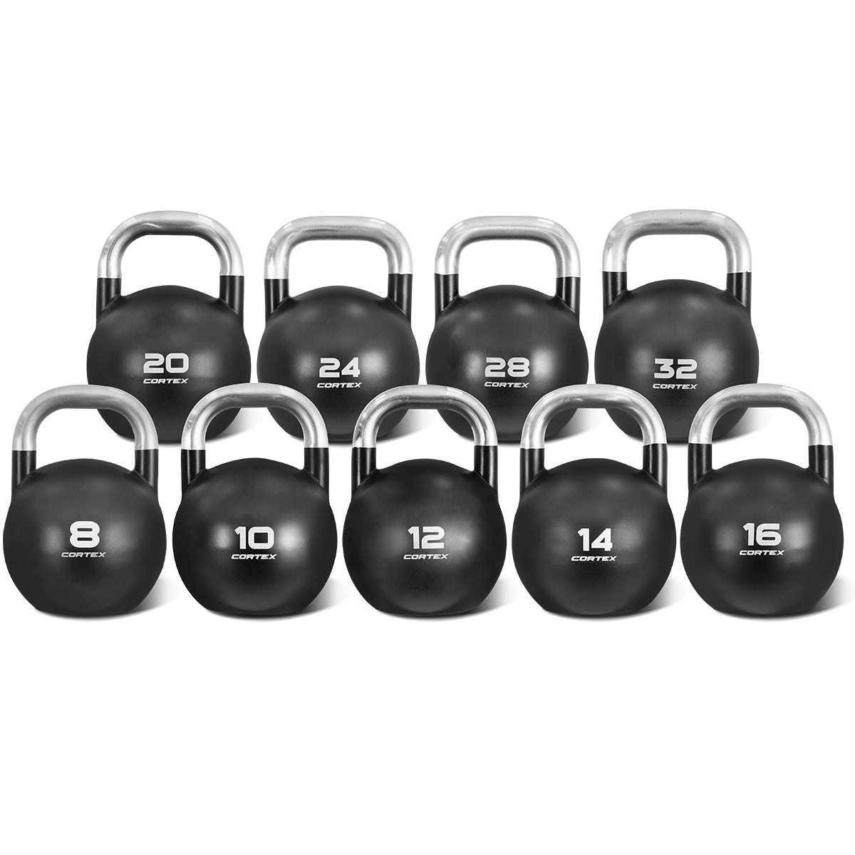 Cortex 8kg to 32kg Commercial Steel Kettlebell V2 Package