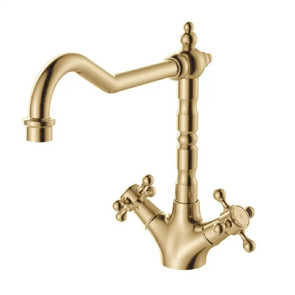 Fienza Lillian Shepherds Crook Sink Mixer Urban Brass 336106UB