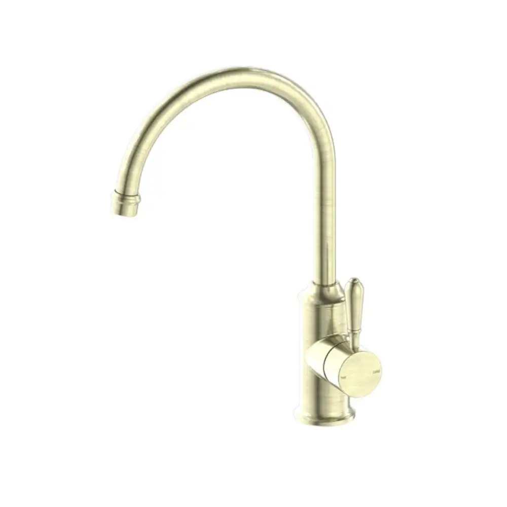 Nero York Kitchen Mixer Gooseneck Spout with Metal Lever Aged Brass NR69210602AB