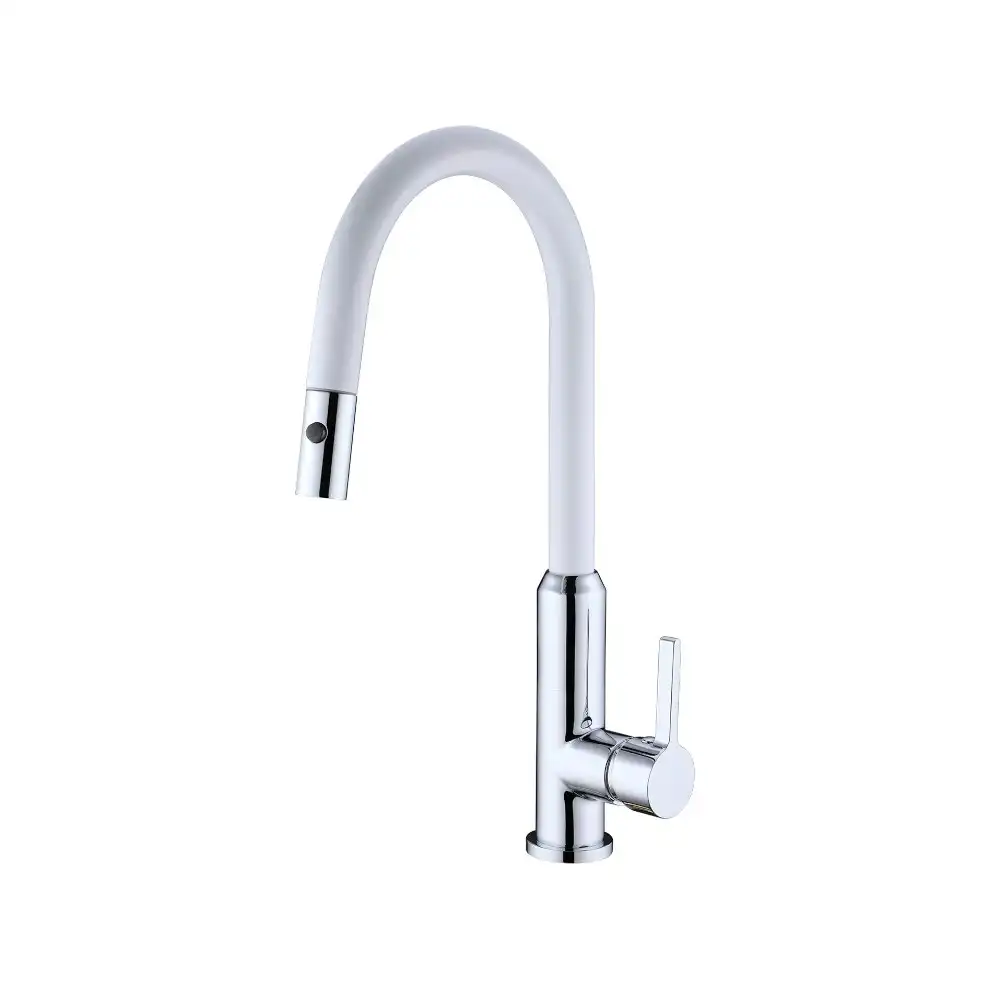 Nero Kitchen Pull Out Sink Mixer With Vegie Spray Function White Chrome White NR231708CW