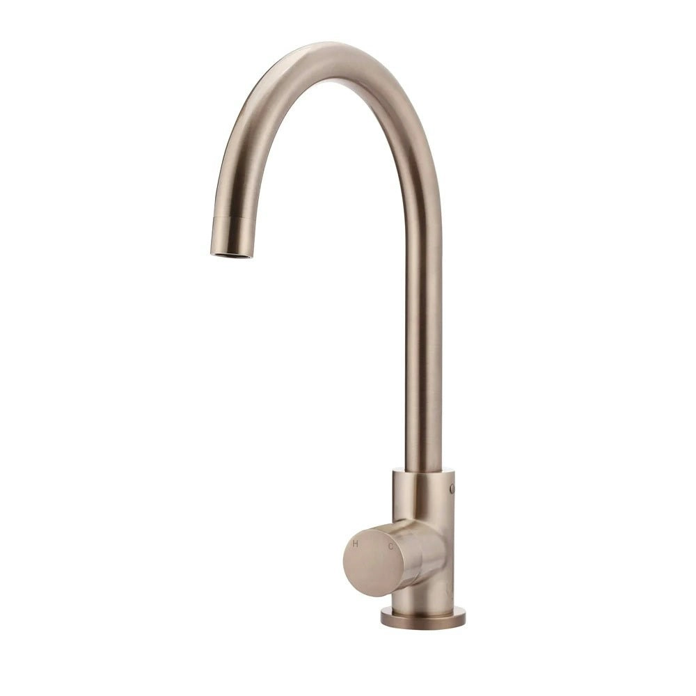 Meir Round Gooseneck Kitchen Mixer Tap Champagne MK03PN-CH