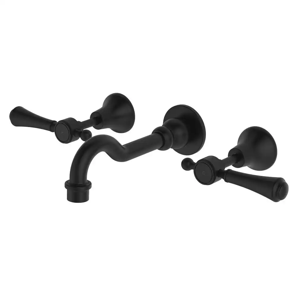 Fienza Lillian Lever Basin/ Bath Wall Set Matte Black 339102BL