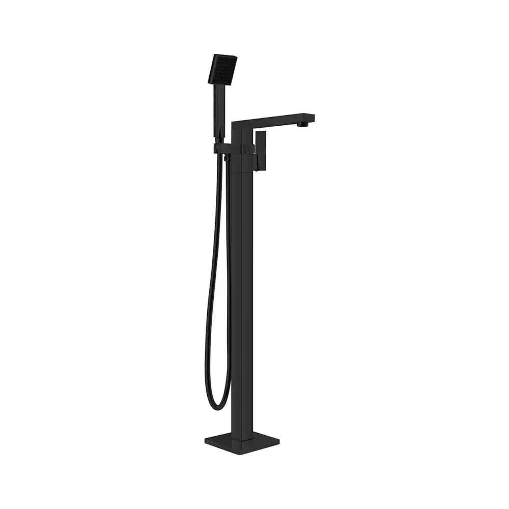 Nero Square Floormount Mixer With Handshower Matte Black NR310703aMB