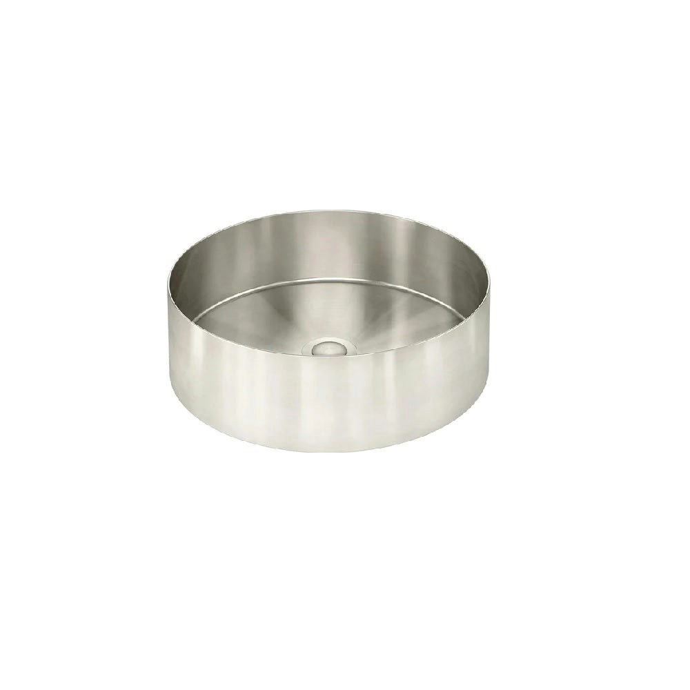 Meir Steel Round Bathroom Basin 380 x 110 Brushed Nickel MBRP-380110-PVDBN