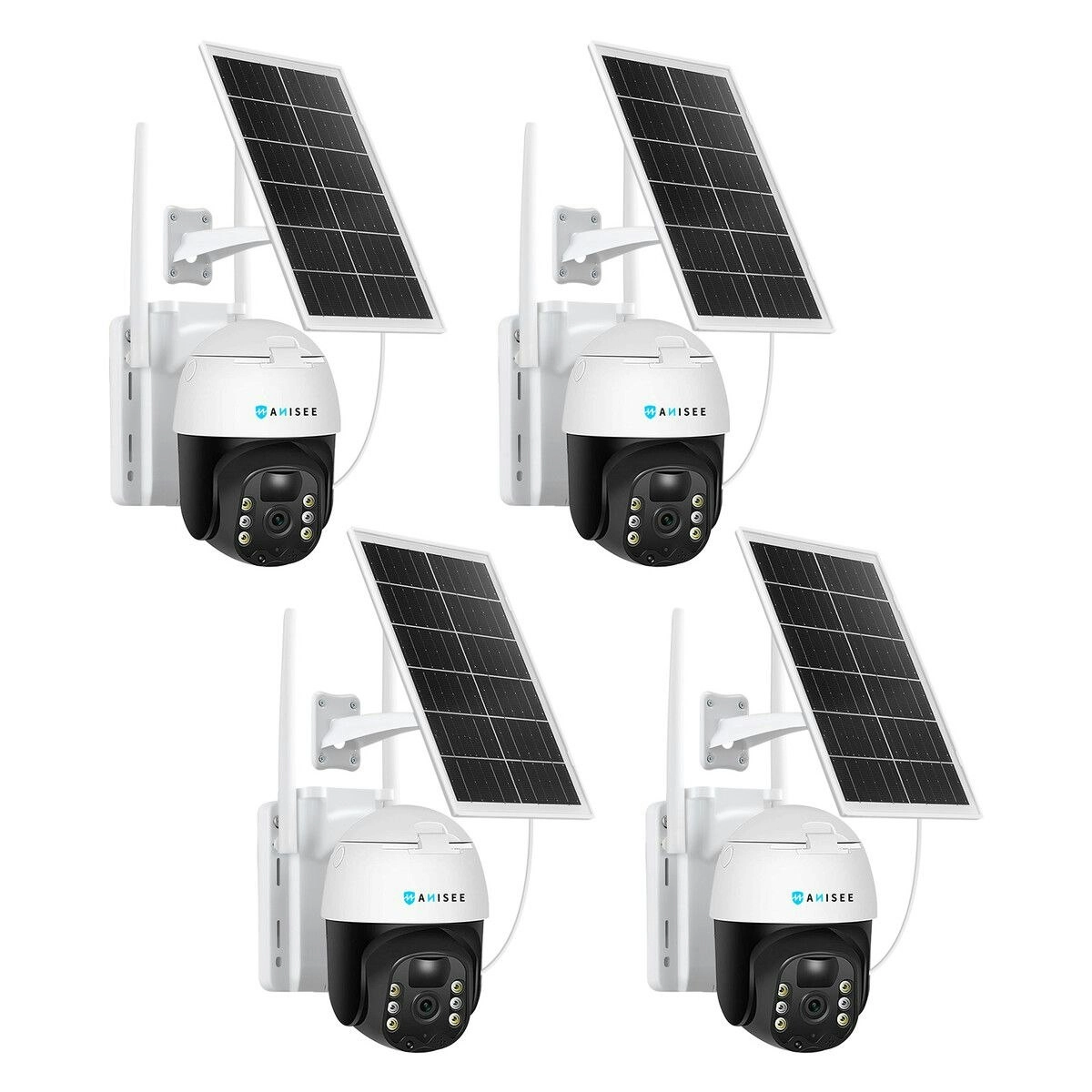 Anisee Solar Security Camerax4 Wireless Outdoor CCTV WiFi Home Surveillance System 4MP PTZ Remote 2 Way Audio Color Night Vision