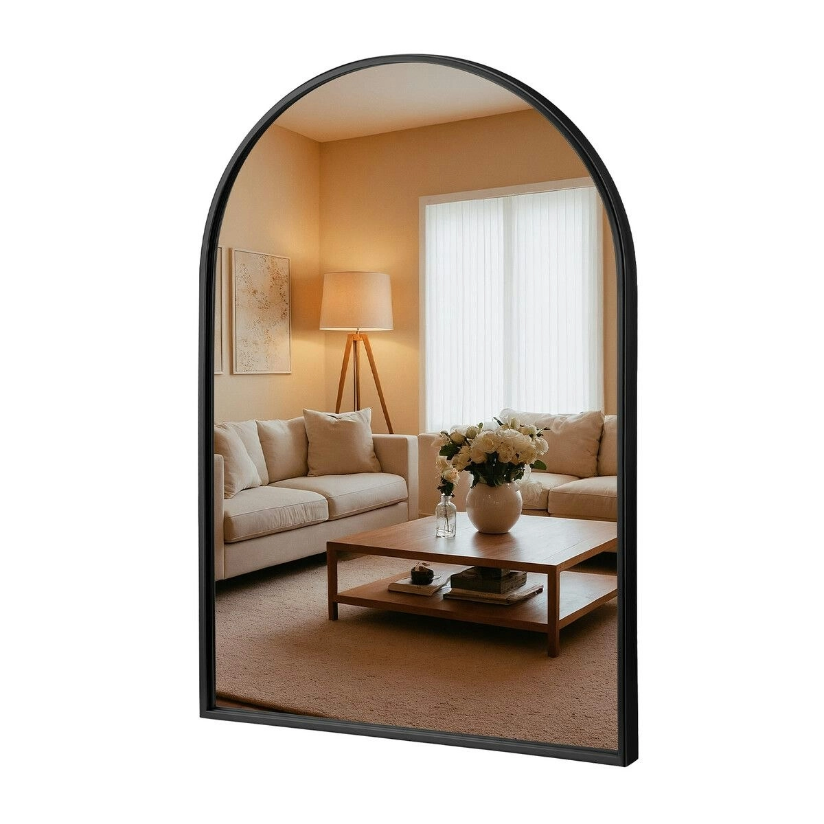 LUXSUITE Black Arch Wall Mirror Bathroom Vanity Large Framed Mount Standing Hallway Bedroom Makeup Shower Decorative Shaving