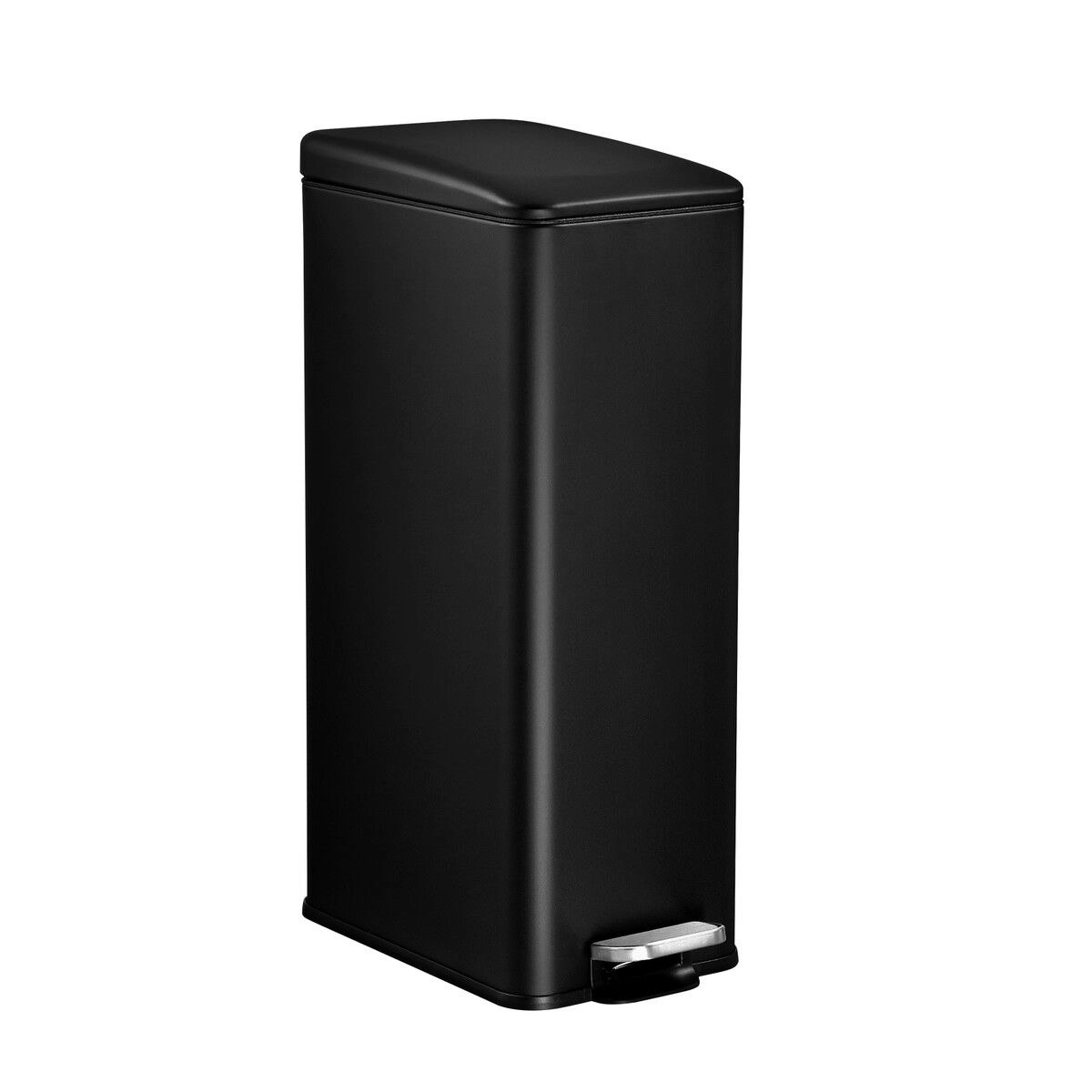 LUXSUITE 20L Pedal Rubbish Bin Trash Can Recycling Garbage Dustbin Kitchen Bathroom Under Sink Office Slim Rectangular Waste Container Black