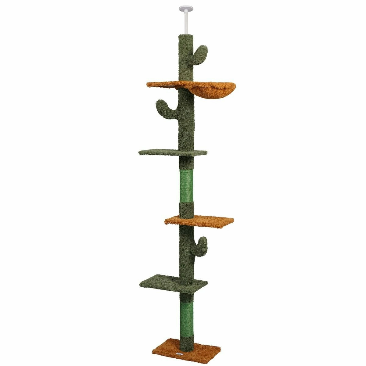 Pet Scene Cat Tree Tower Scratching Post Sisal Scratcher Furniture Stand Scratch Pole Climbing Floor to Ceiling Hammock Platforms 229-275cm