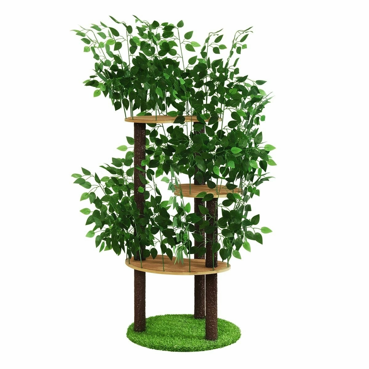 Pet Scene 150cm Cat Tree Tower Kitten Scratching Post Play House Stand Activity Centre Scratcher Furniture Climbing Frame Platform Artificial Grass Leaves